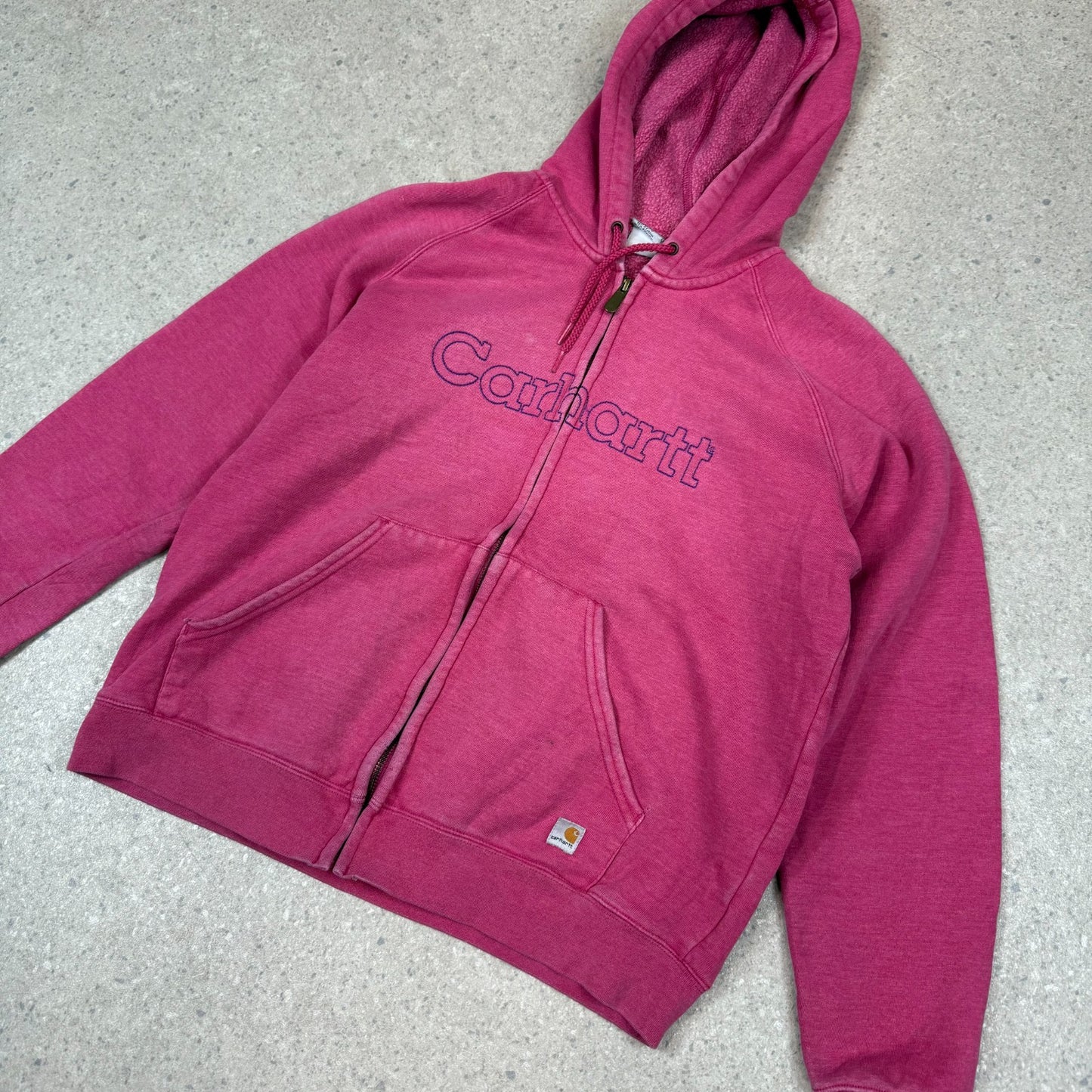 Carhartt Full Zip Hoodie Women’s Large Pink Embroidered Logo Full Zip Hooded