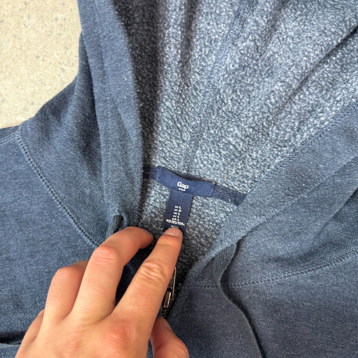 Gap Hoodie Large Full Zip Navy Colourway Fully Embroidered Hooded Pocket