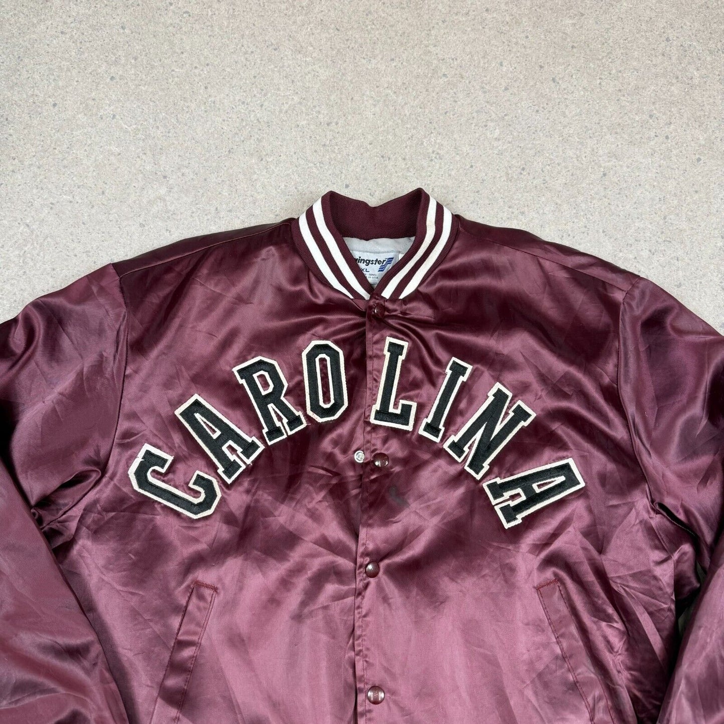 Carolina Satin Varsity Jacket XL Burgundy Swing Ster USA Vintage 90s Rare