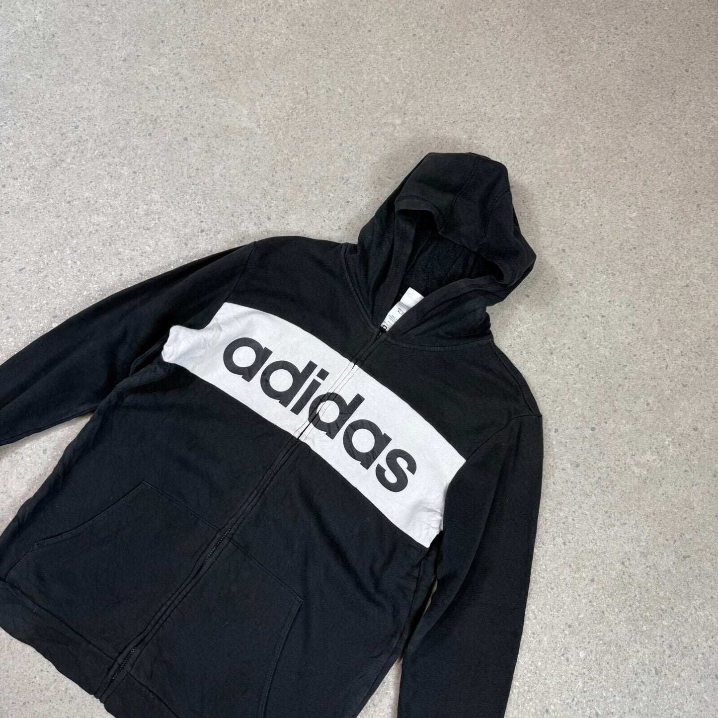 Adidas Hoodie Small Black White Zip Up