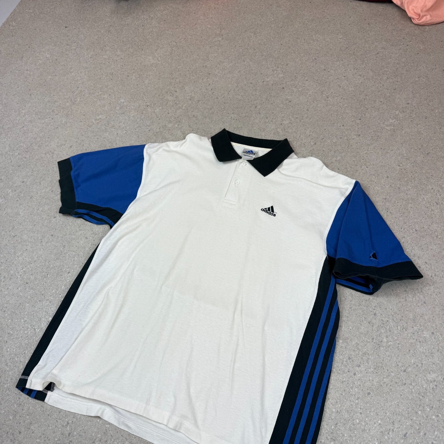 Adidas Polo XXL Cream Navy Colourway Embroidered Logo Vintage 90s