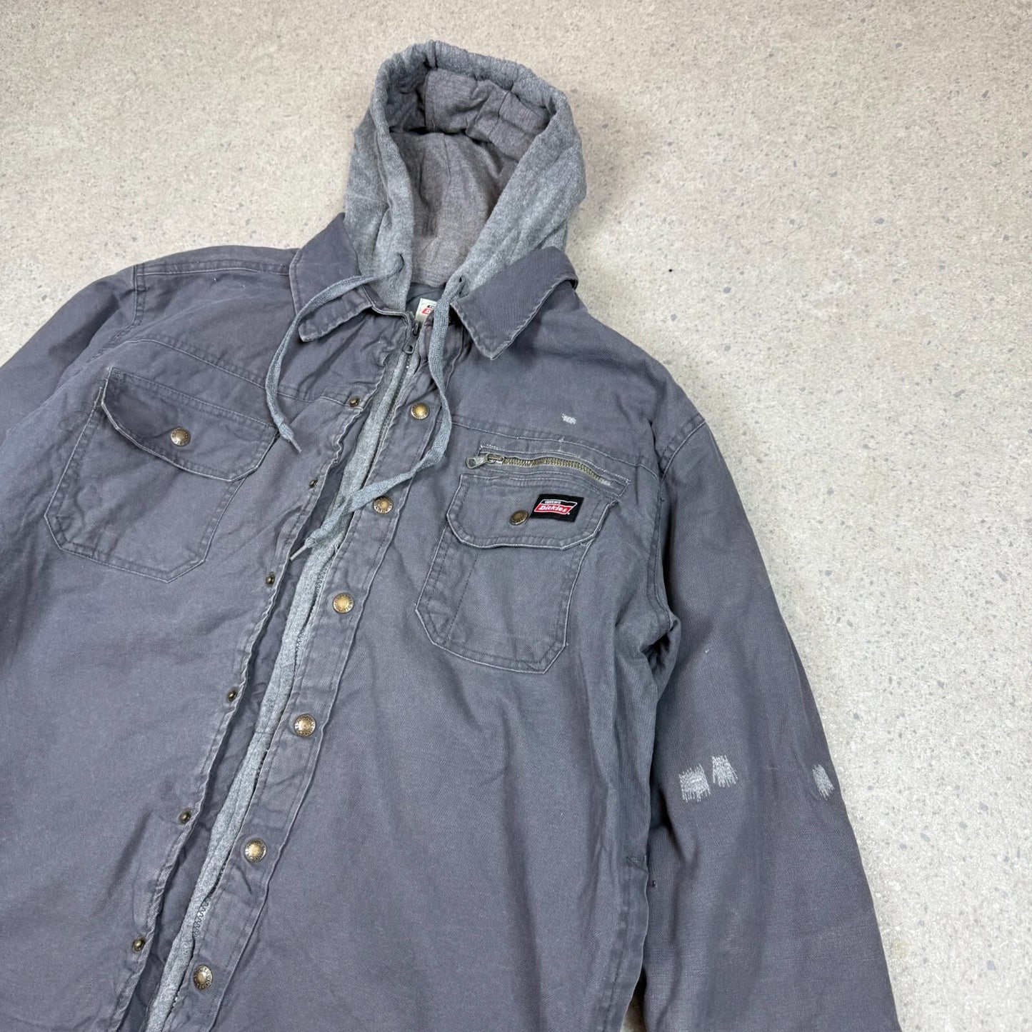 Dickies Hooded Shacket Large Grey Colourway Embroidered Logo Workwear