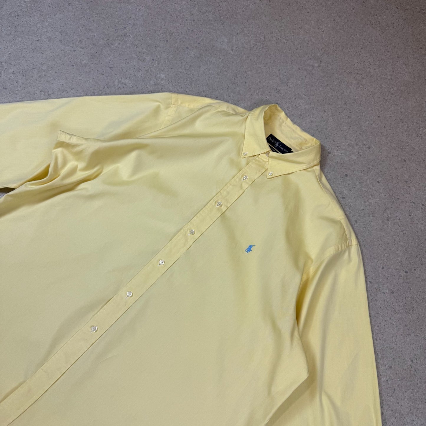Ralph Lauren Shirt 2XL Yellow Embroidered Blue Logo Classic Fit 18” Neck