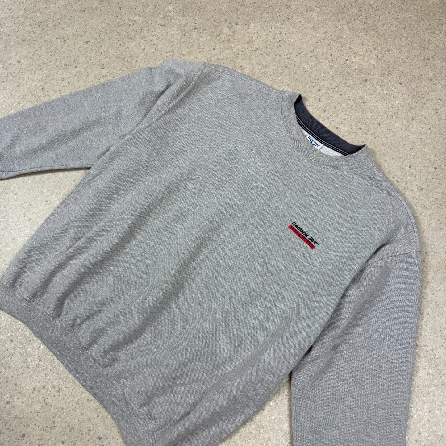 Reebok Athletic Sweatshirt L XL Grey Colourway Fully Embroidered Y2K Heavyweight