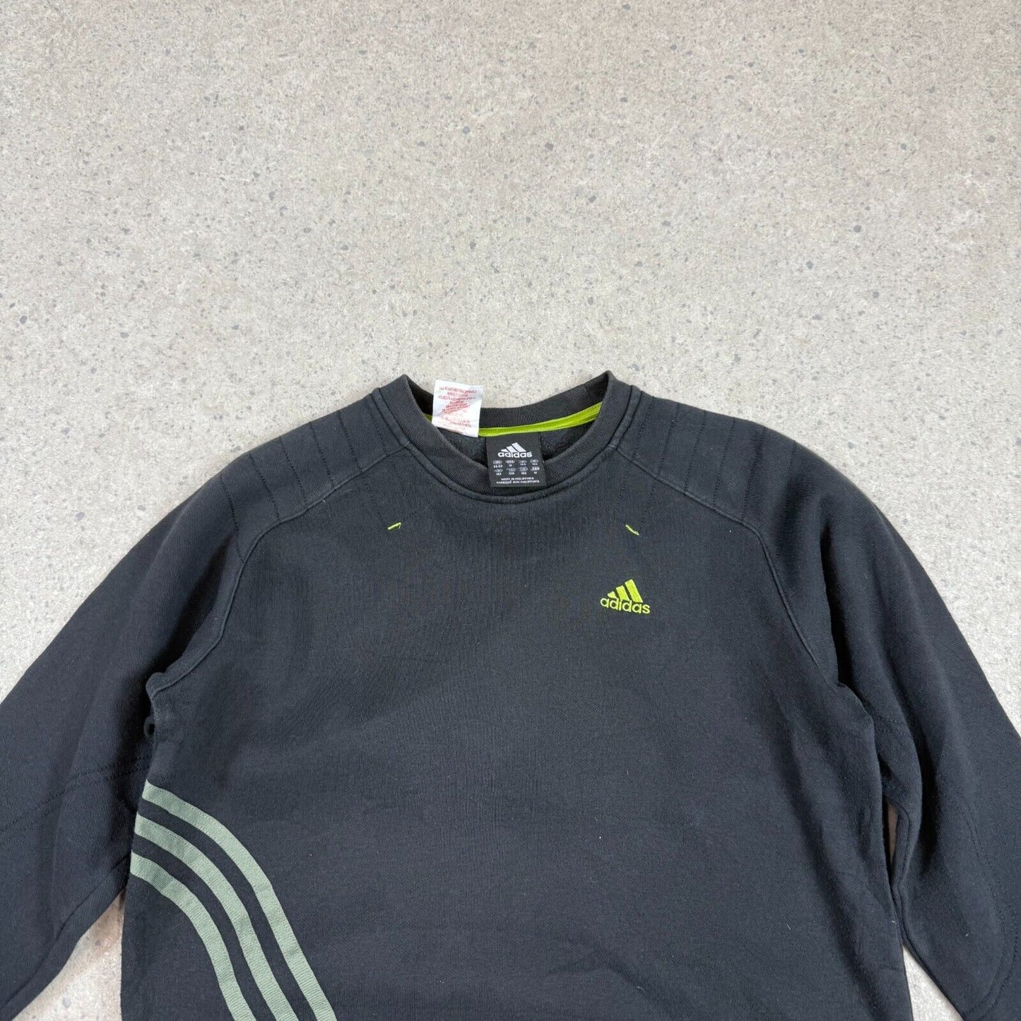Adidas Sweatshirt XS / S Grey Logo Green Stripes Y2k Long Sleeve