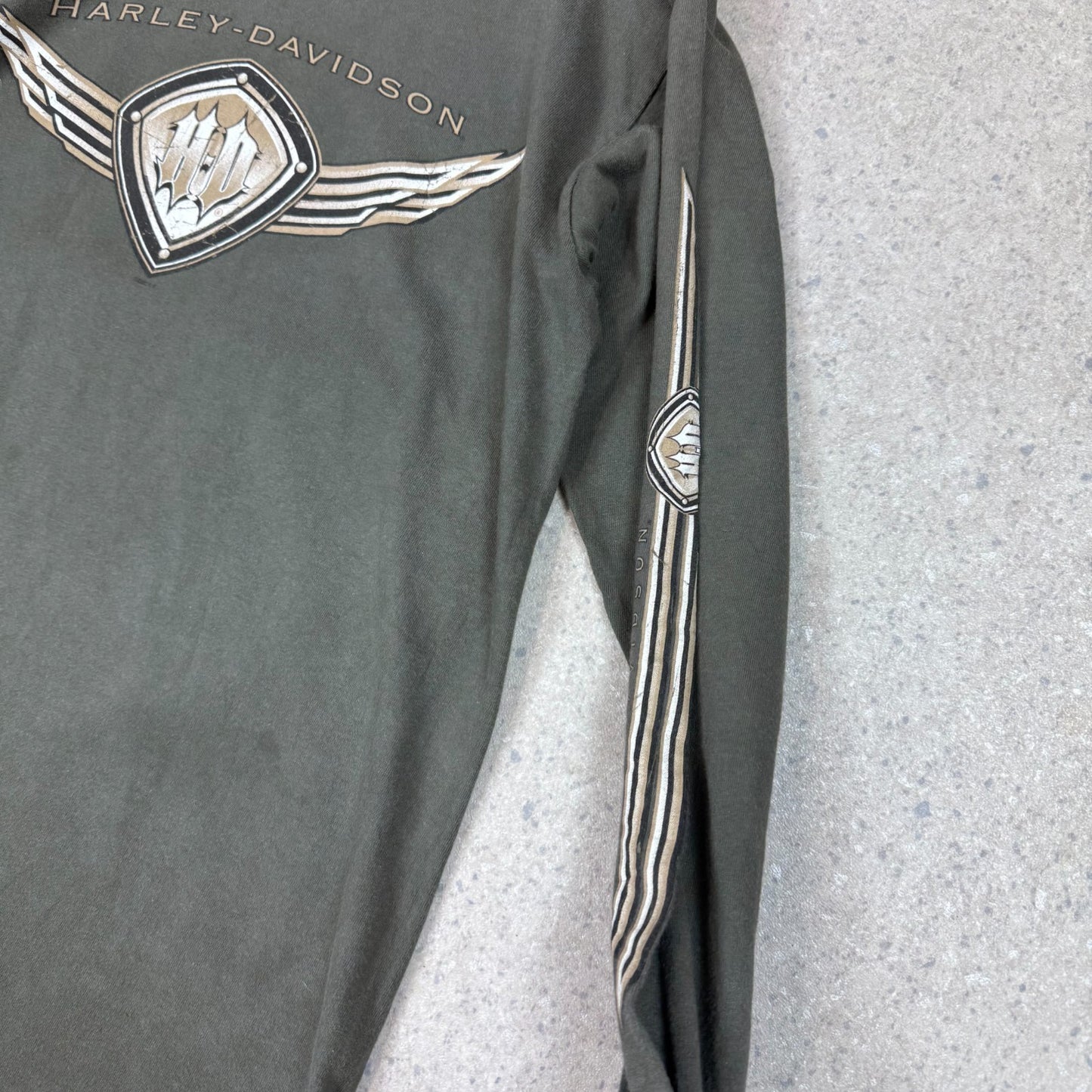 Harley Davidson Long Sleeve Medium Khaki Colourway GOWANDA NY USA