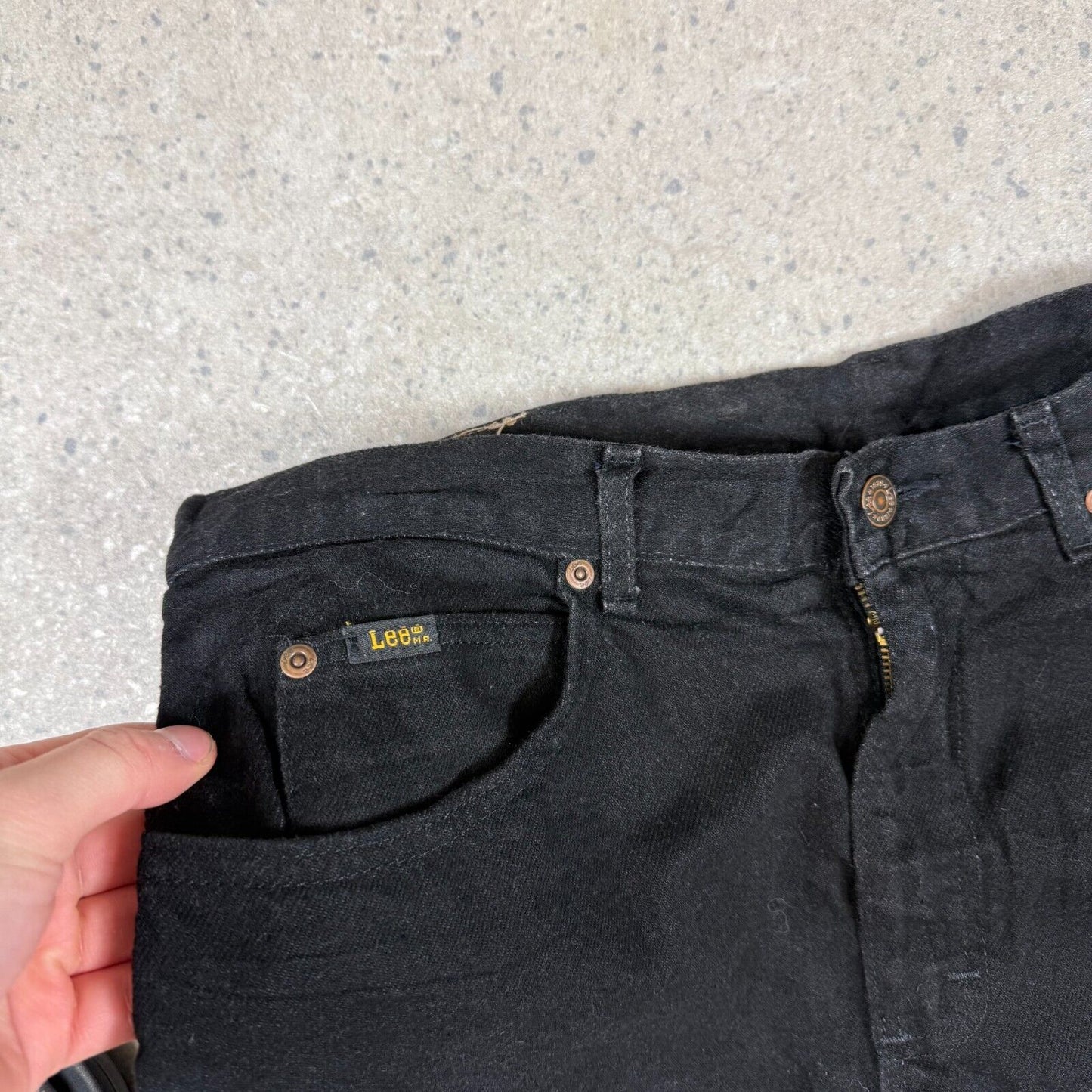 Lee Black Jeans Jorts 34” Black Denim Baggy Fit Summer