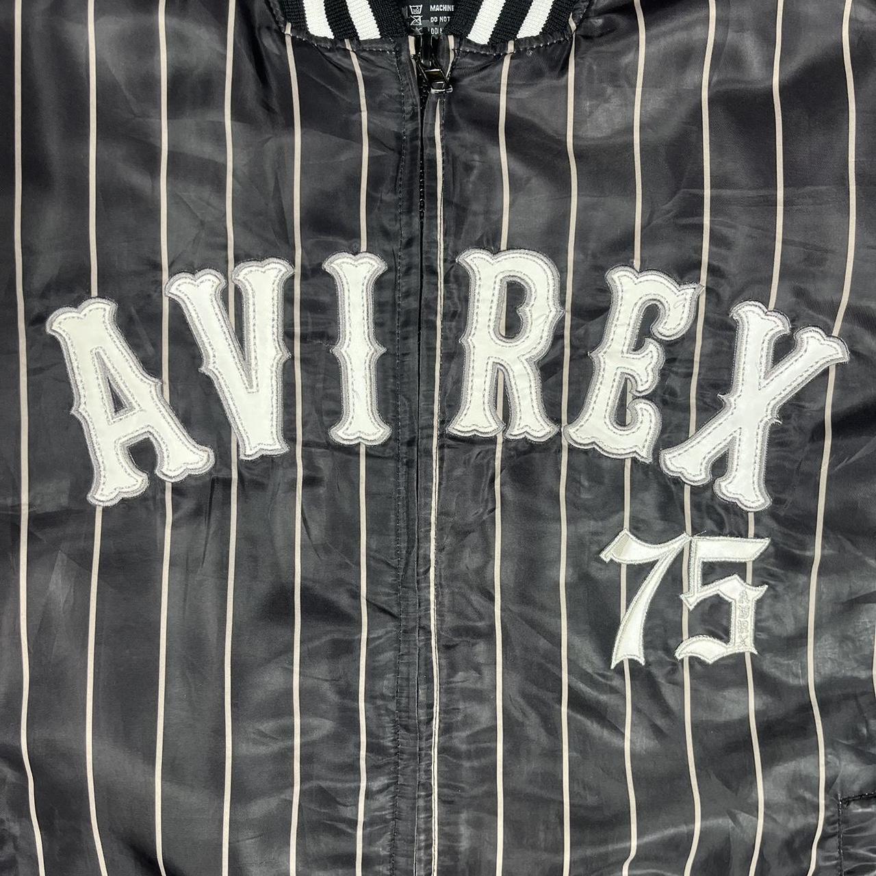 AVIREX black and white pinstripe bomber jacket L