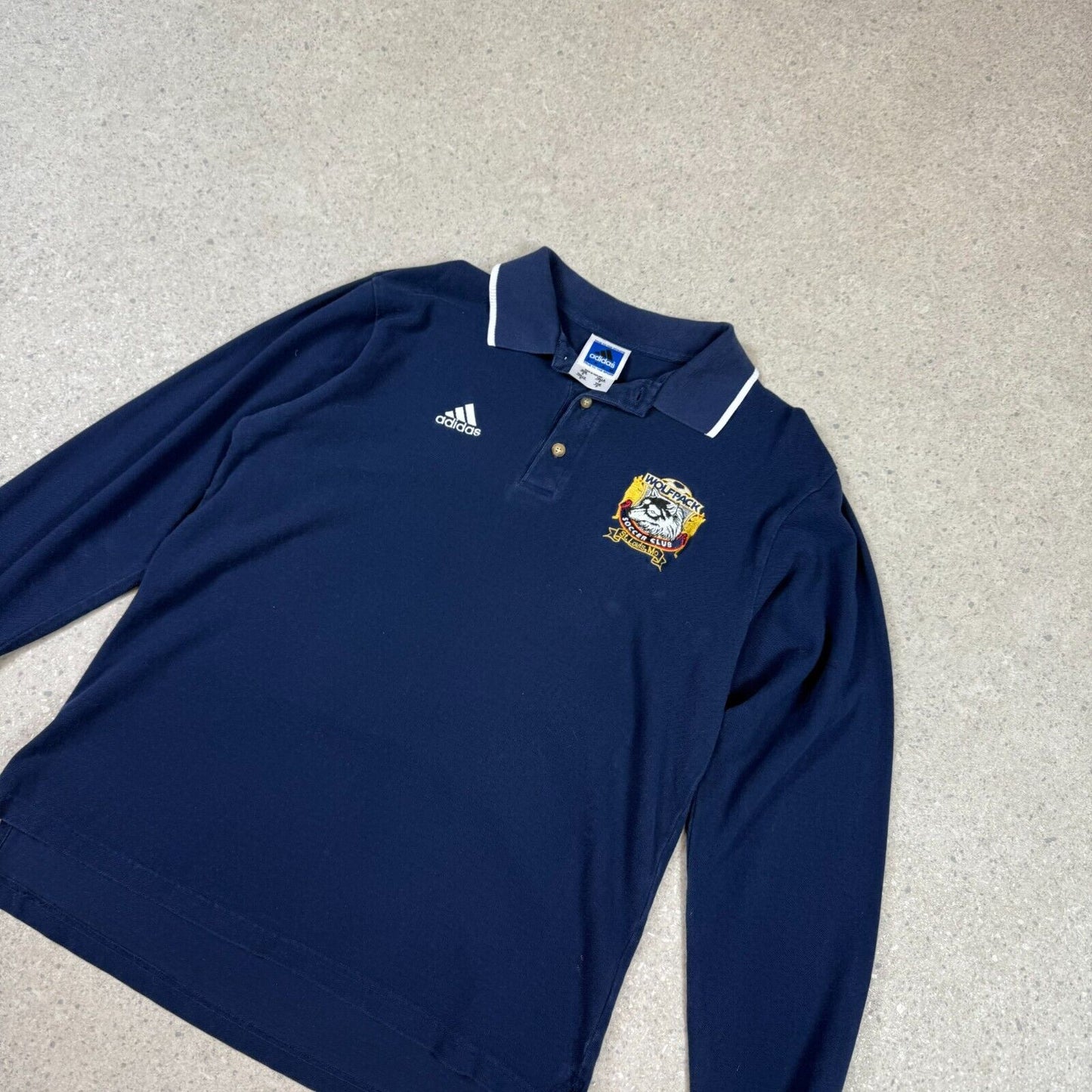Adidas Wolfpack Soccer Long Sleeve Polo Medium Navy