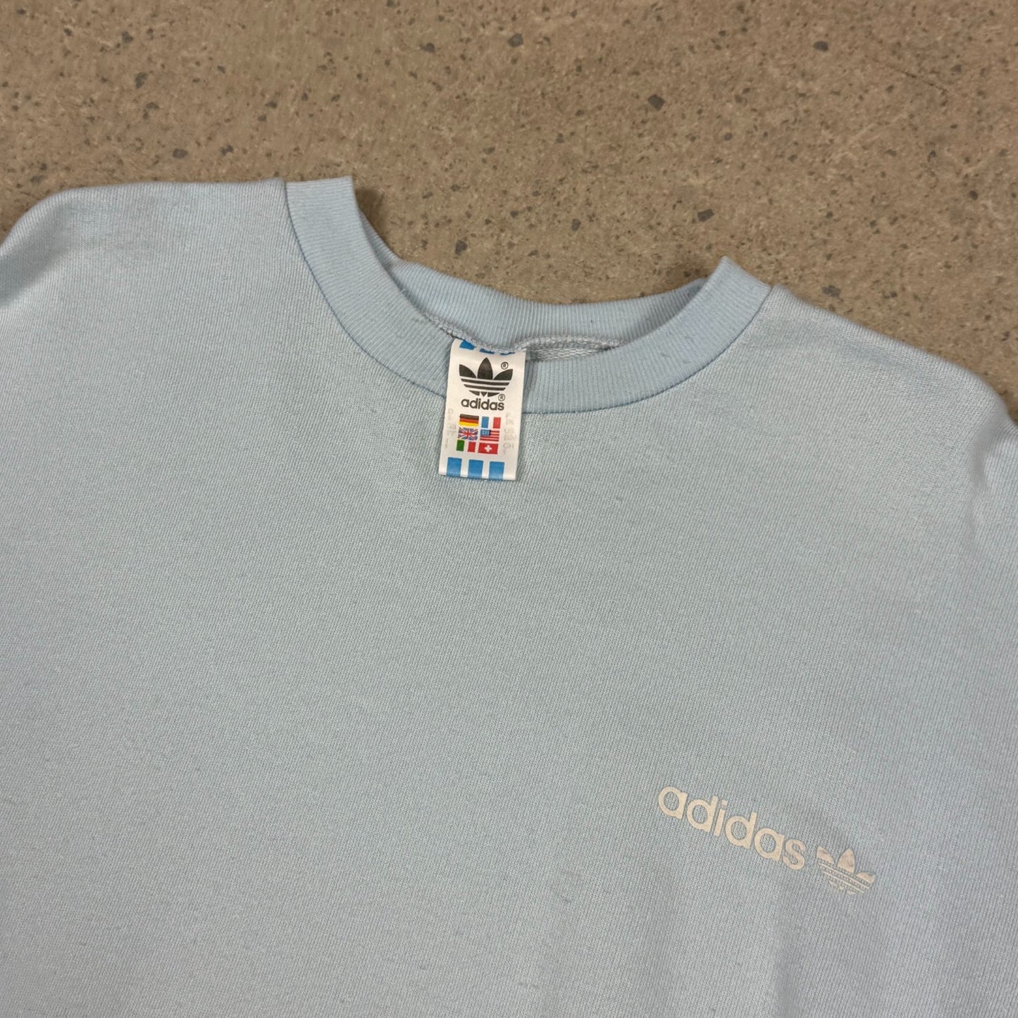 90s Adidas Sweatshirt Small Baby Blue Embroidered logo