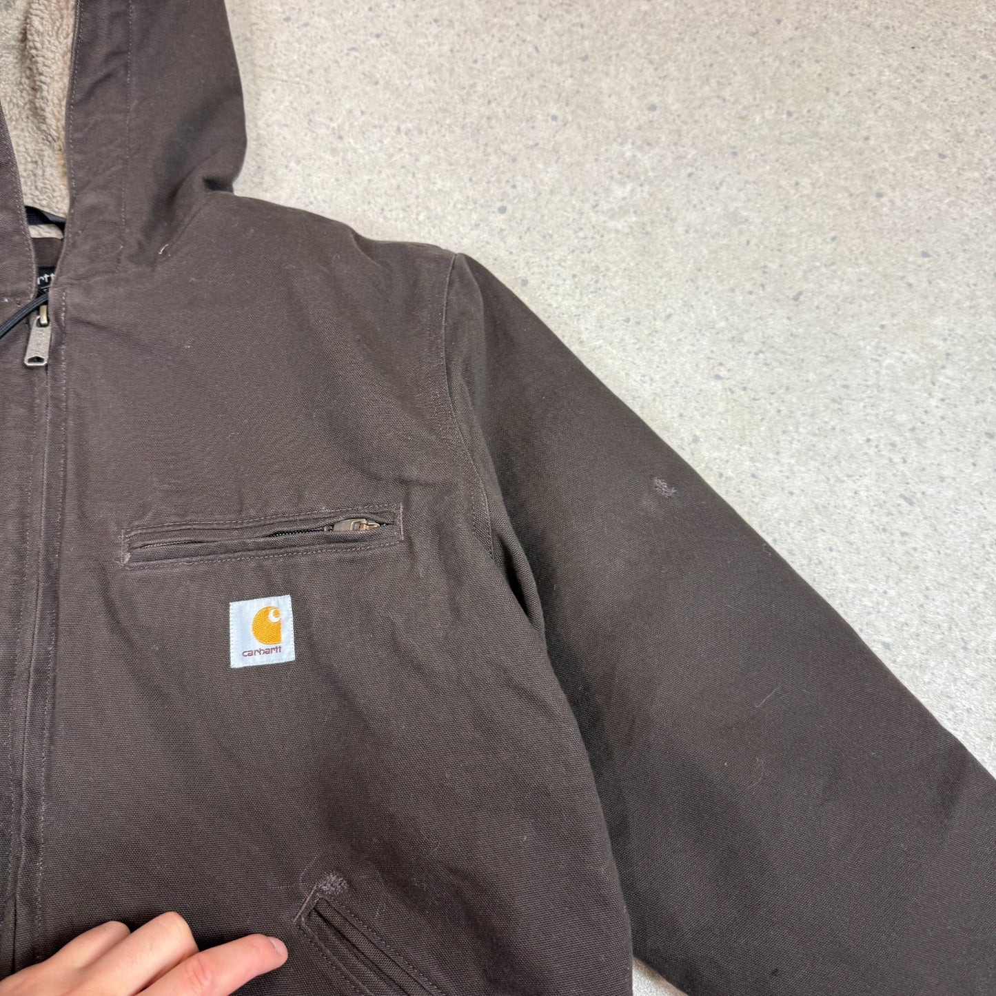 Carhartt Sherpa Active Jacket Small Loose Fit Brown Colourway Embroidered Logo