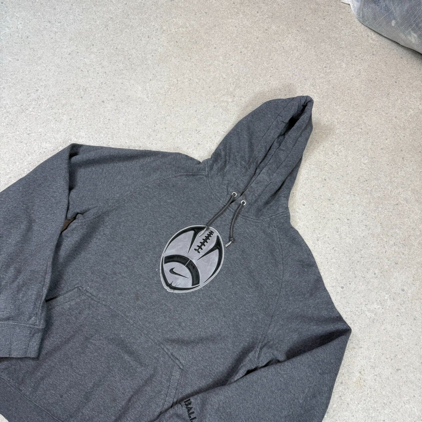 Nike Hoodie Large Charcoal Grey American Football Y2K