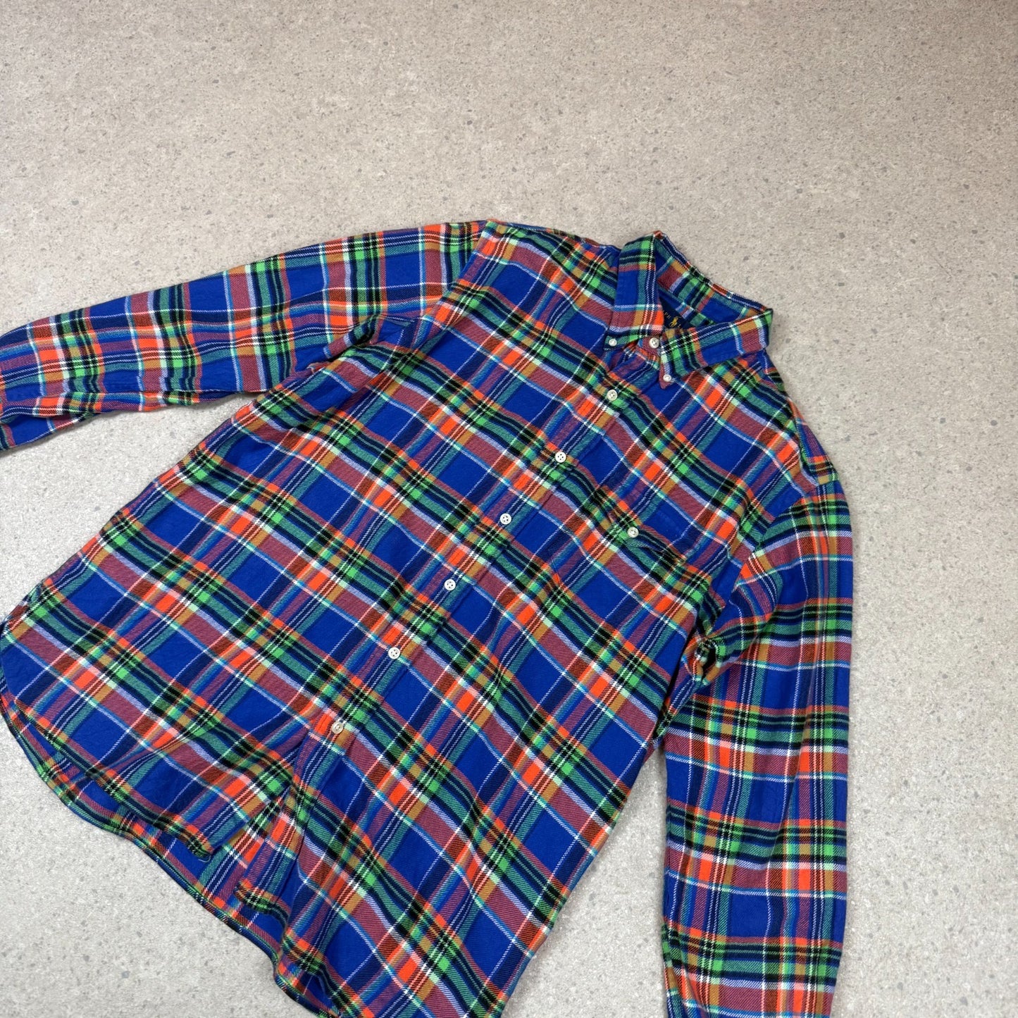 Ralph Lauren Shirt Large Blue Multicolor Check Button Down Long Sleeve