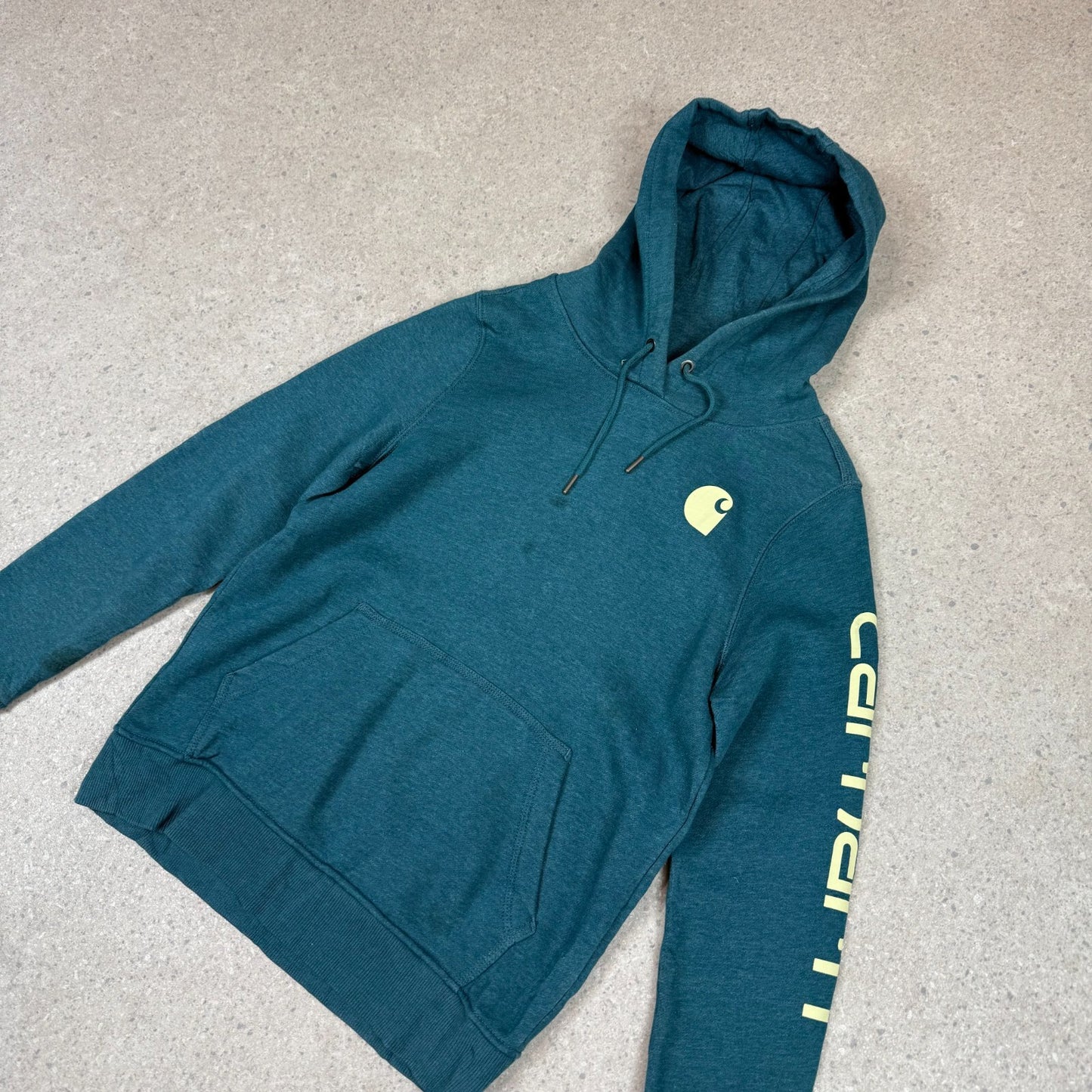 Carhartt Hoodie Small Blue Colourway Spell Out Down Arm Logo