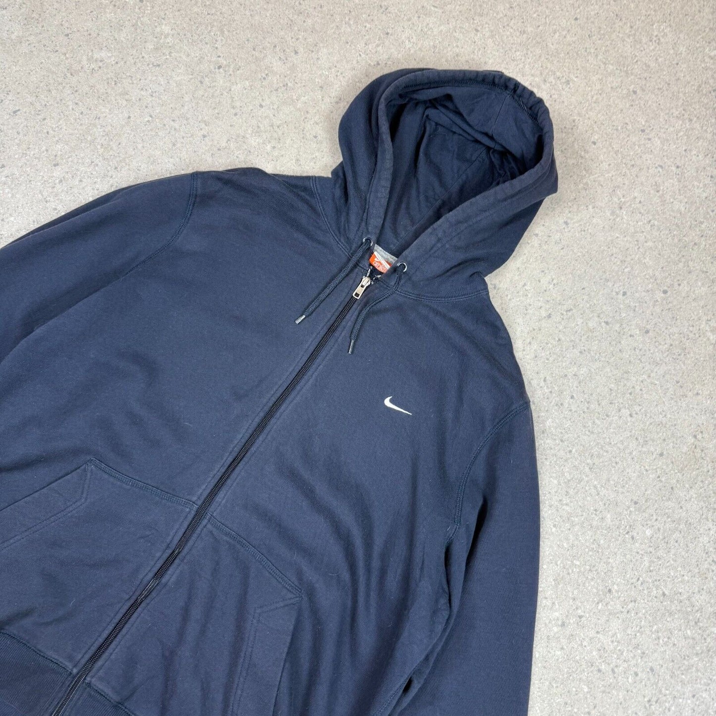 Nike Zip Up Hoodie XL Navy Athletic Y2K Embroidered Swoosh Hooded Pocket