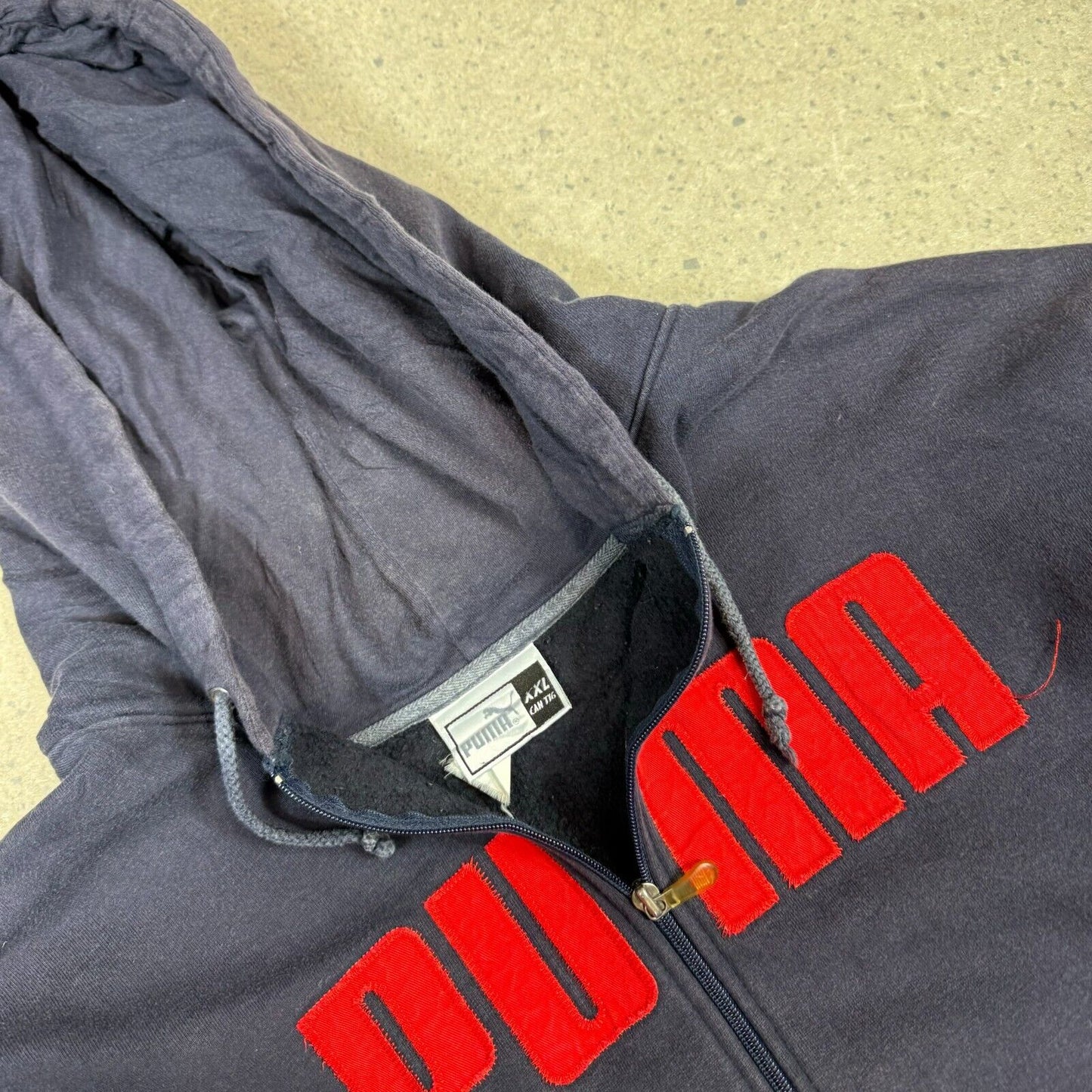 Puma Hoodie 2XL Navy Zip Up Heavy Cotton