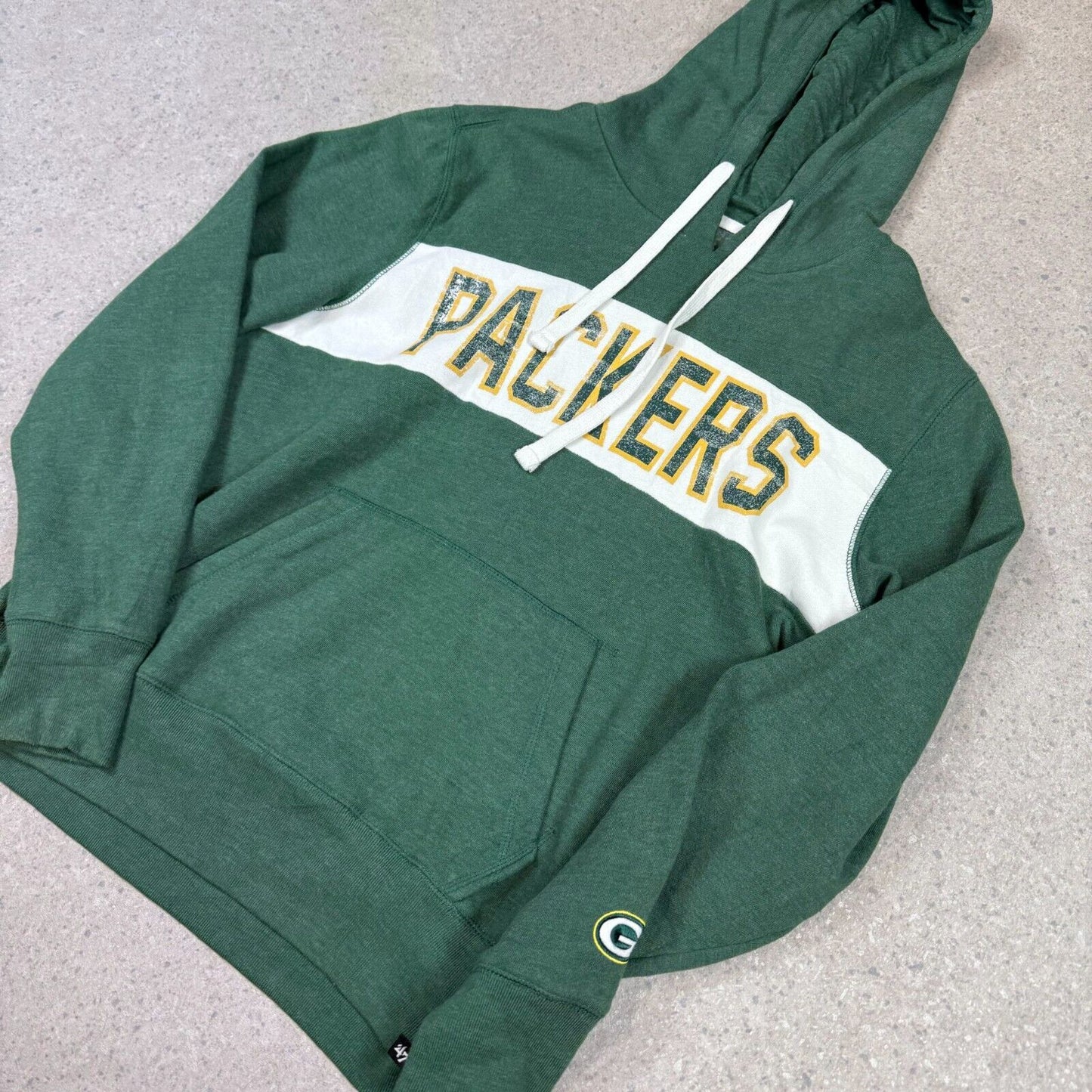 Green Back Packers Hoodie Medium Spellout