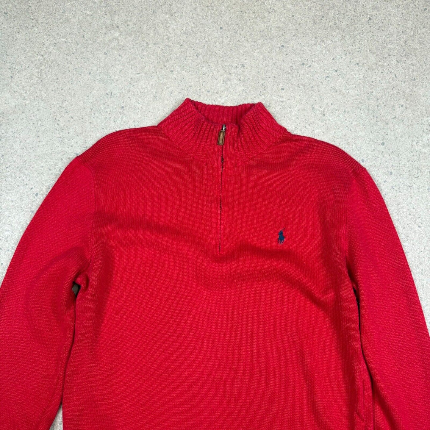 Ralph Lauren 1/4 Zip Jumper Large Red Cotton