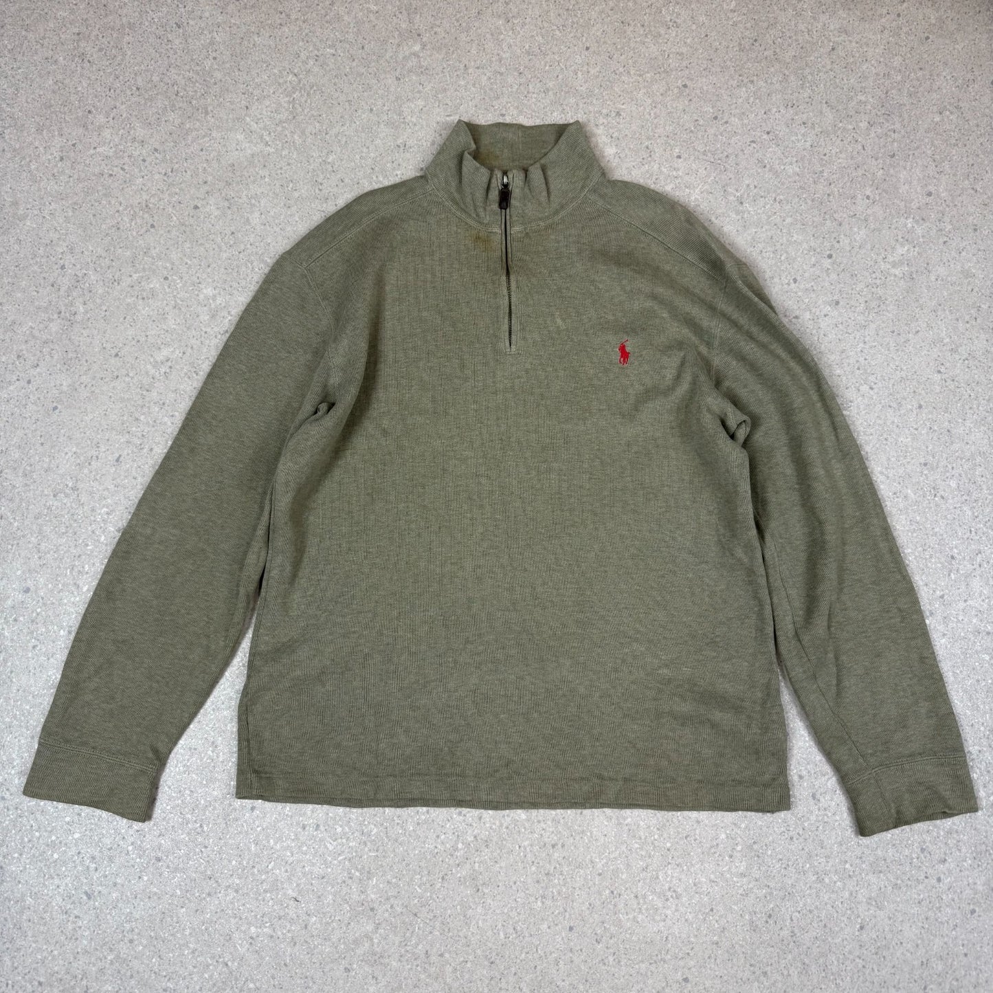 Ralph Lauren 1/4 Zip Large Green Colourway Embroidered Logo Cotton