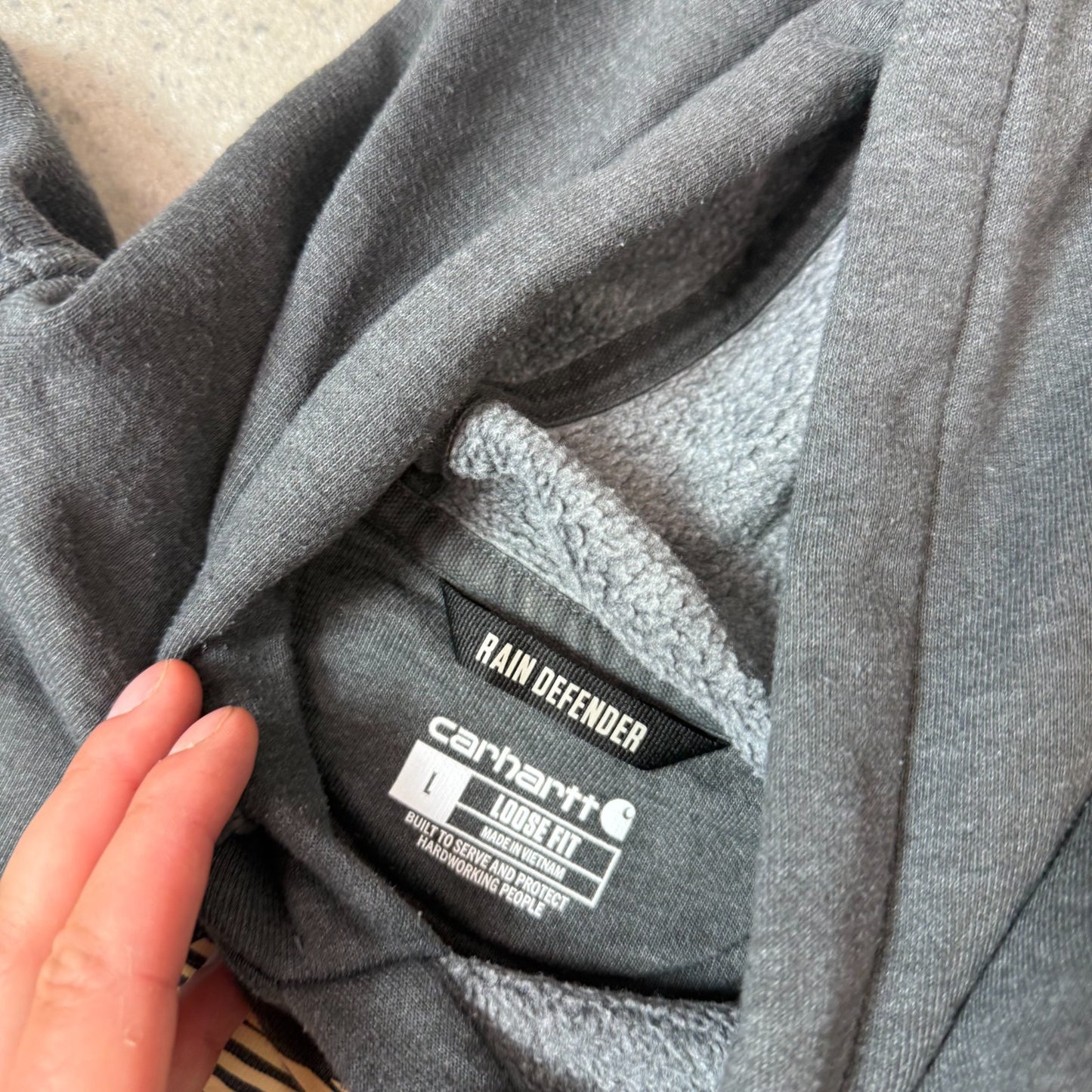 Carhartt Hoodie Large Rain Defender Grey Hooded Pocket