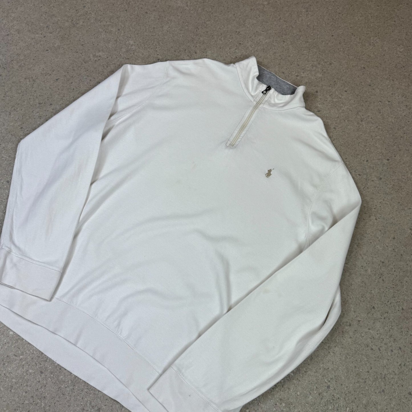 Ralph Lauren 1/4 Zip XXL White Colourway Embroidered Logo Long Sleeve