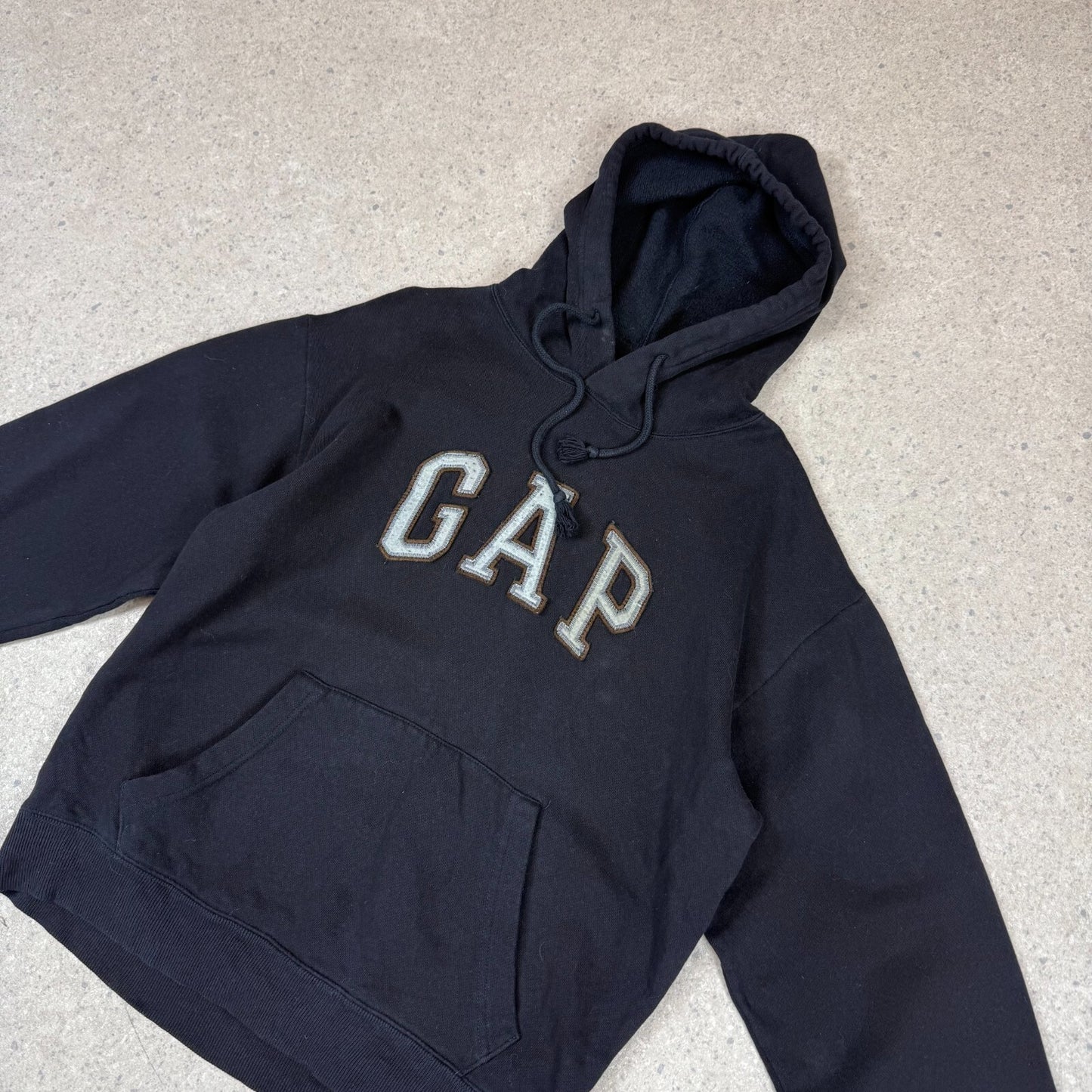 Gap Hoodie XS Black Colourway Embroidered Logo Brown Heavyweight Hooded Pocket