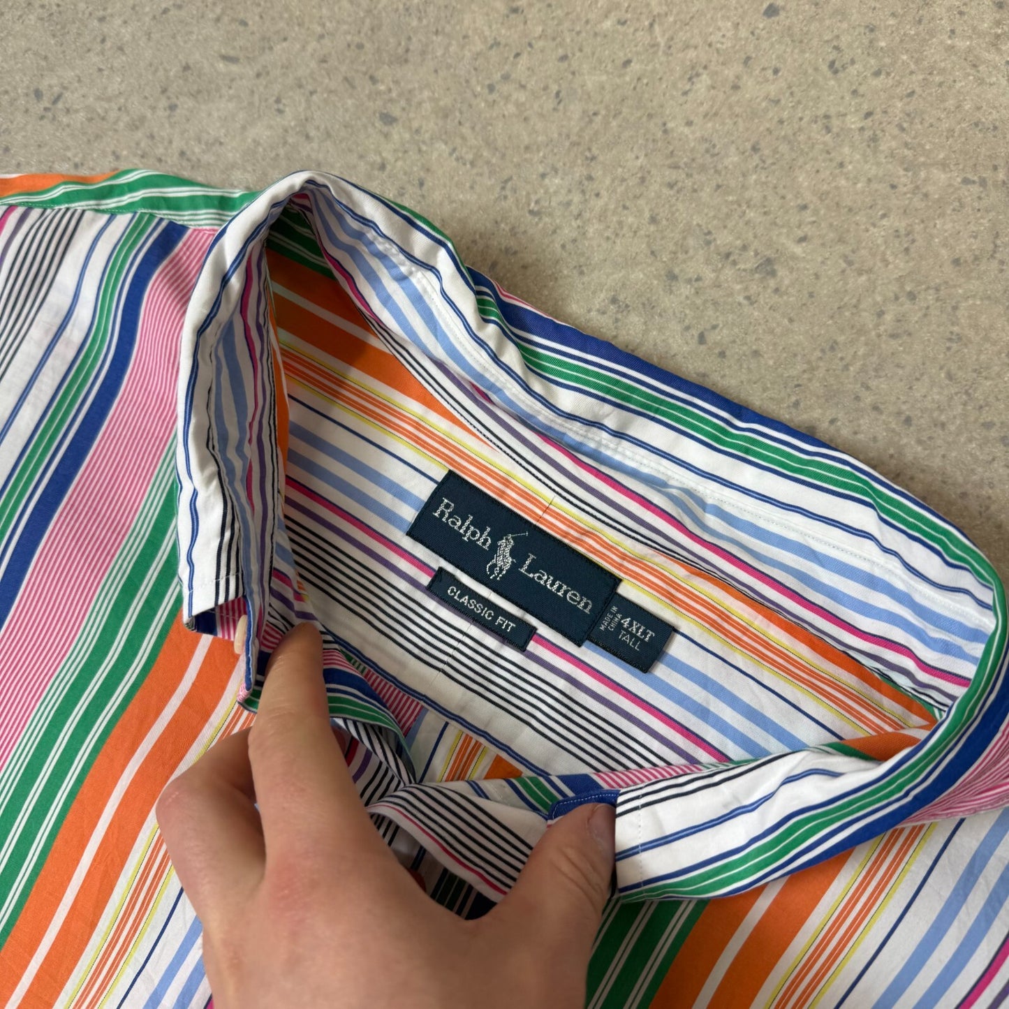 Ralph Lauren Striped Shirt 4XLT Summer Striped Embroidered Logo Button Down
