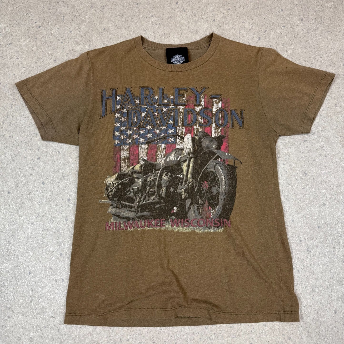 Harley Davidson Museum T Shirt XS Small Brown Colourway Milwaukee Vintage