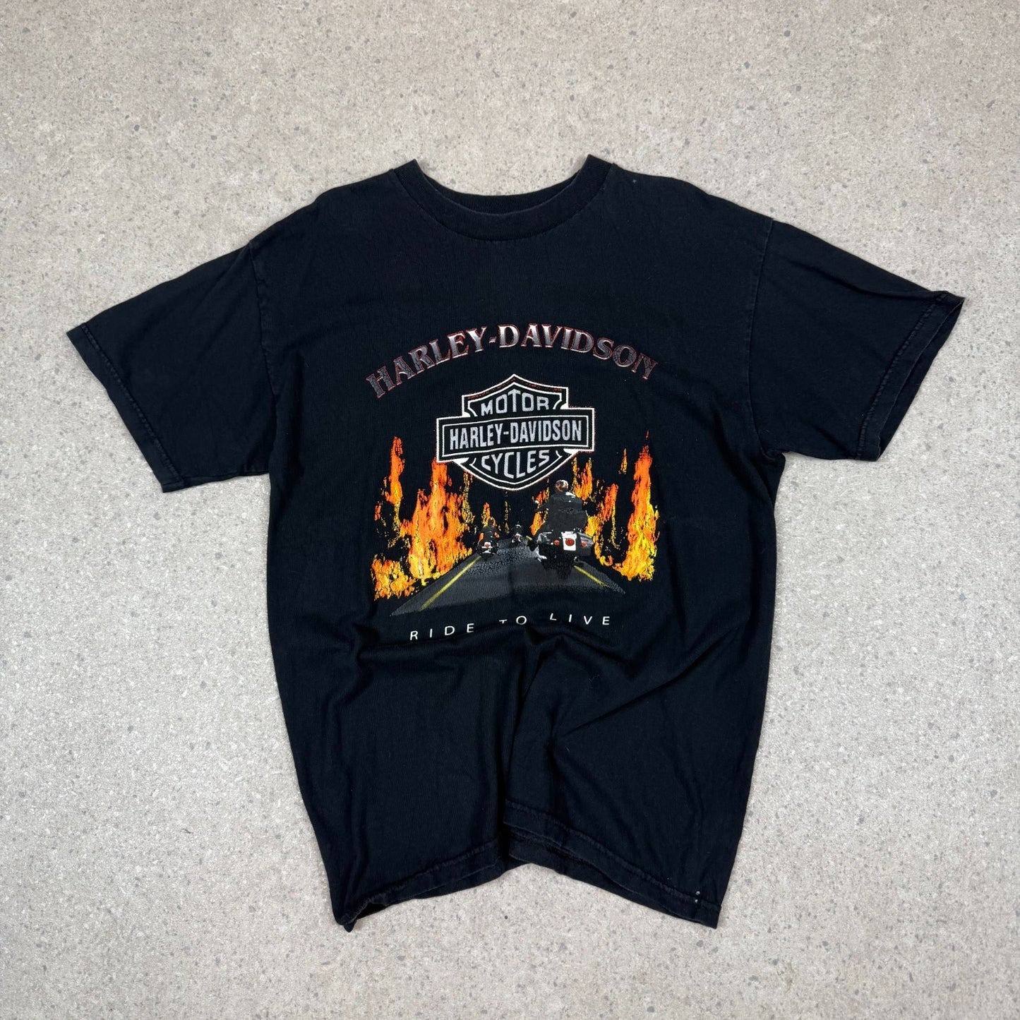 Harley Davidson T Shirt Medium Black Ride To Live 2000s