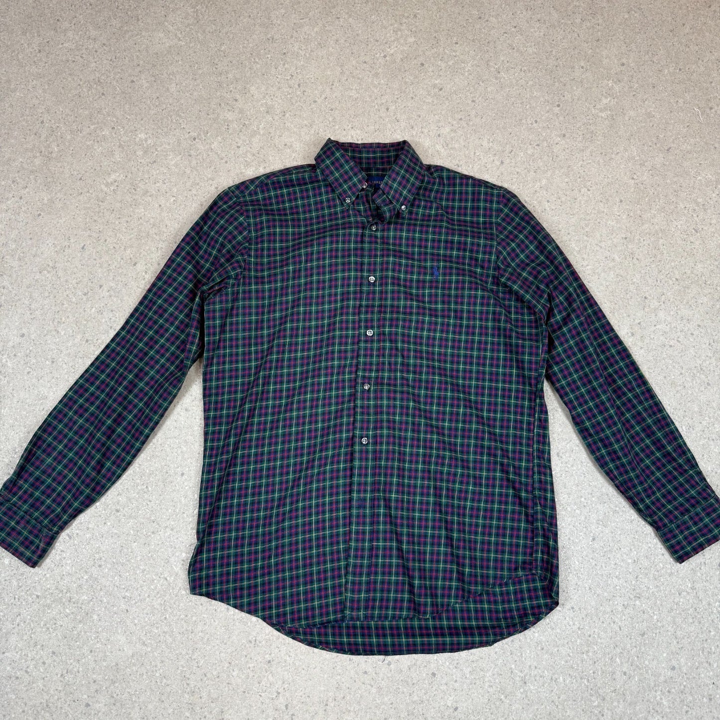Ralph Lauren Shirt Medium Navy Green Check Button Button Down