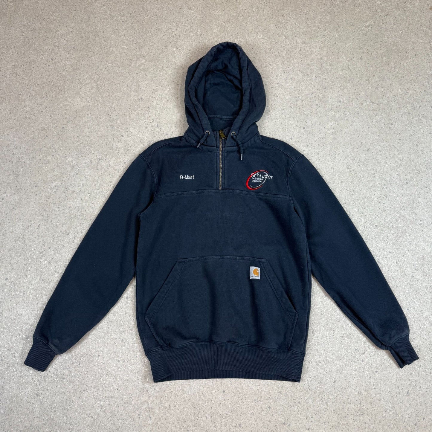Carhartt 1/4 Zip Hoodie Small Navy Loose Fit Rain Defender