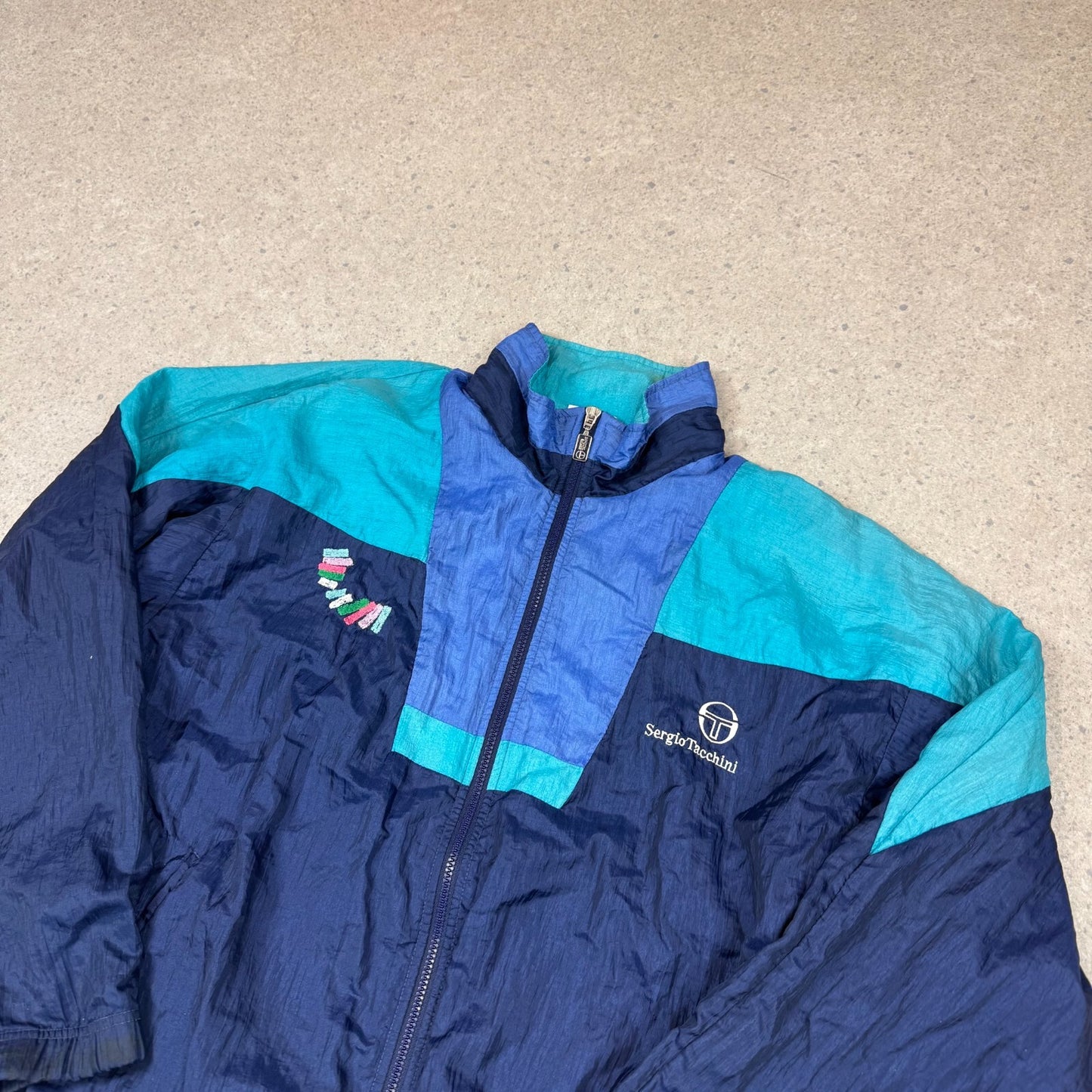 Sergio Tacchini Windbreaker Jacket Large 90s Embroidered Logo Full Zip