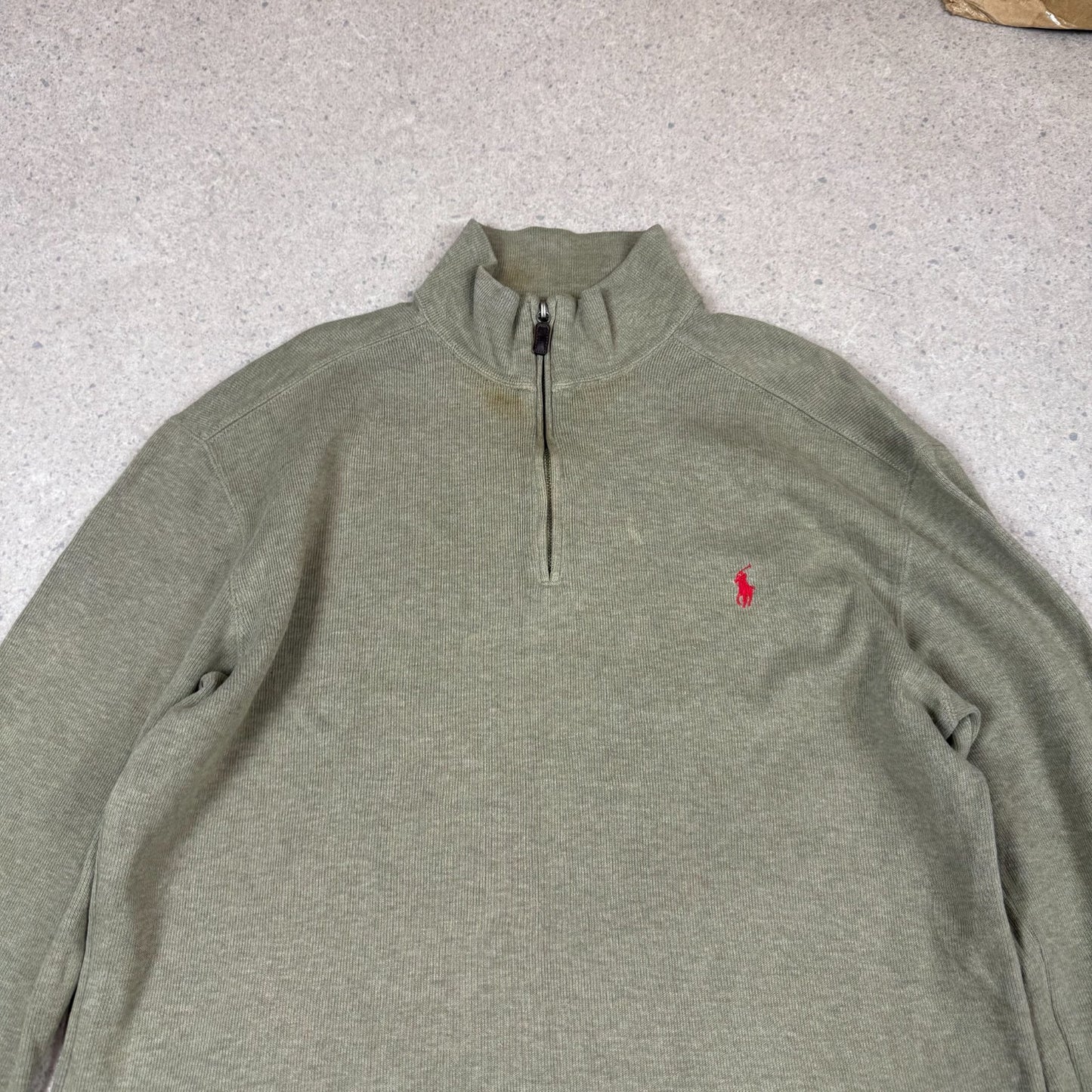 Ralph Lauren 1/4 Zip Large Green Colourway Embroidered Logo Cotton