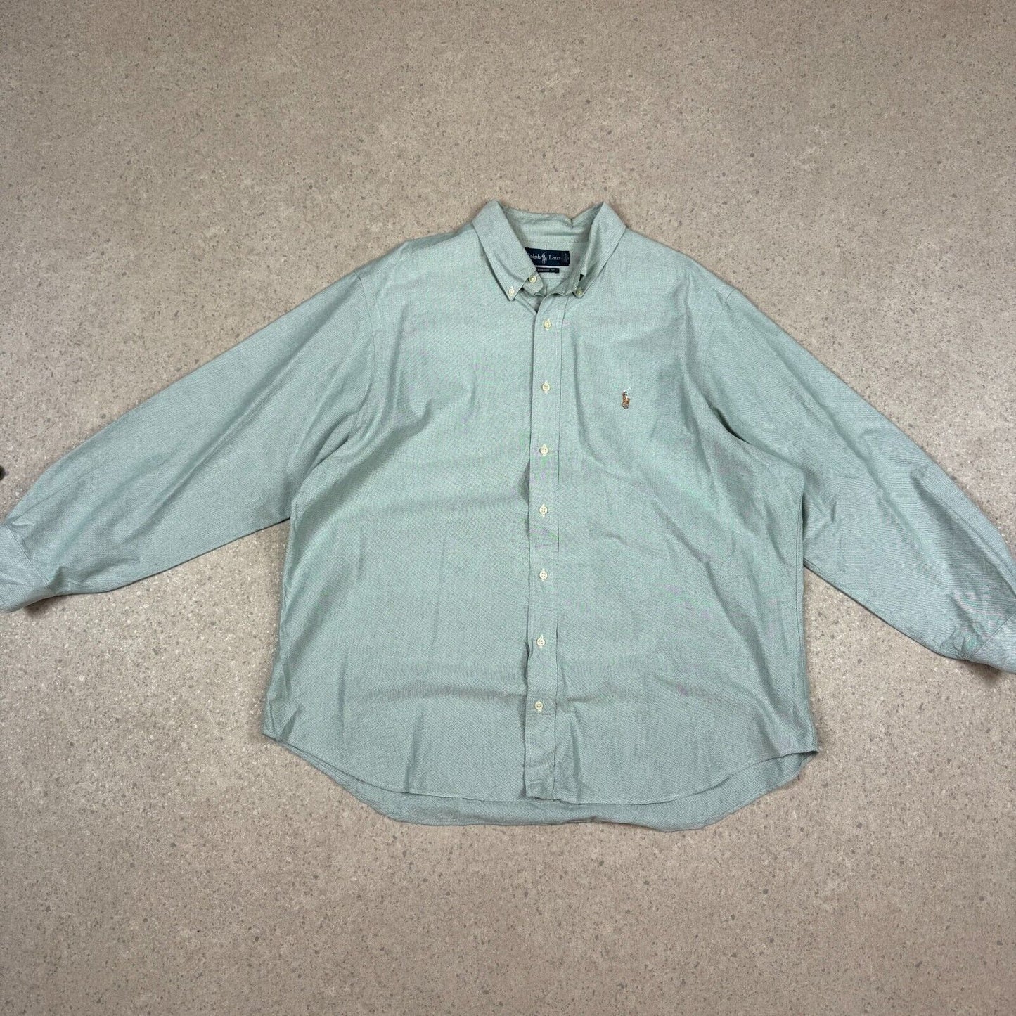 Ralph Lauren Shirt XL Green Coloured Embroidered Logo 18” Neck Long Sleeve