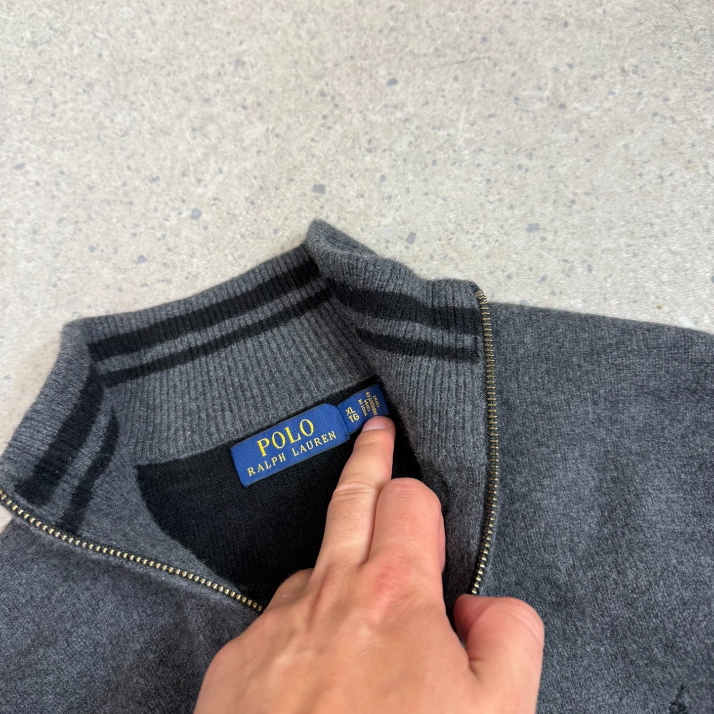 Ralph Lauren 1/4 Zip Jumper Large Grey Colourway Merino Wool Super Soft