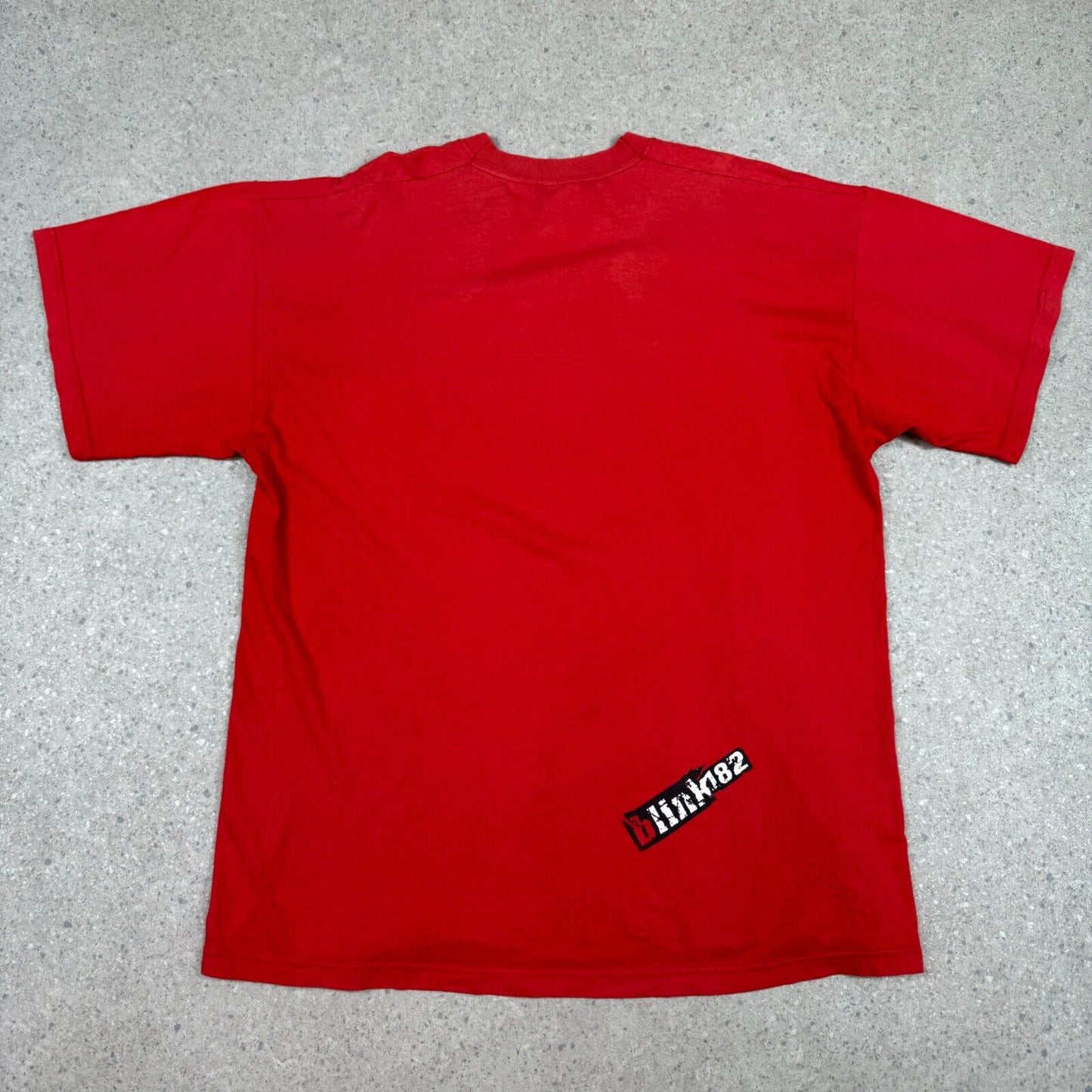Vintage 90s Blink 182 T Shirt XL Red Screen Stars Cotton