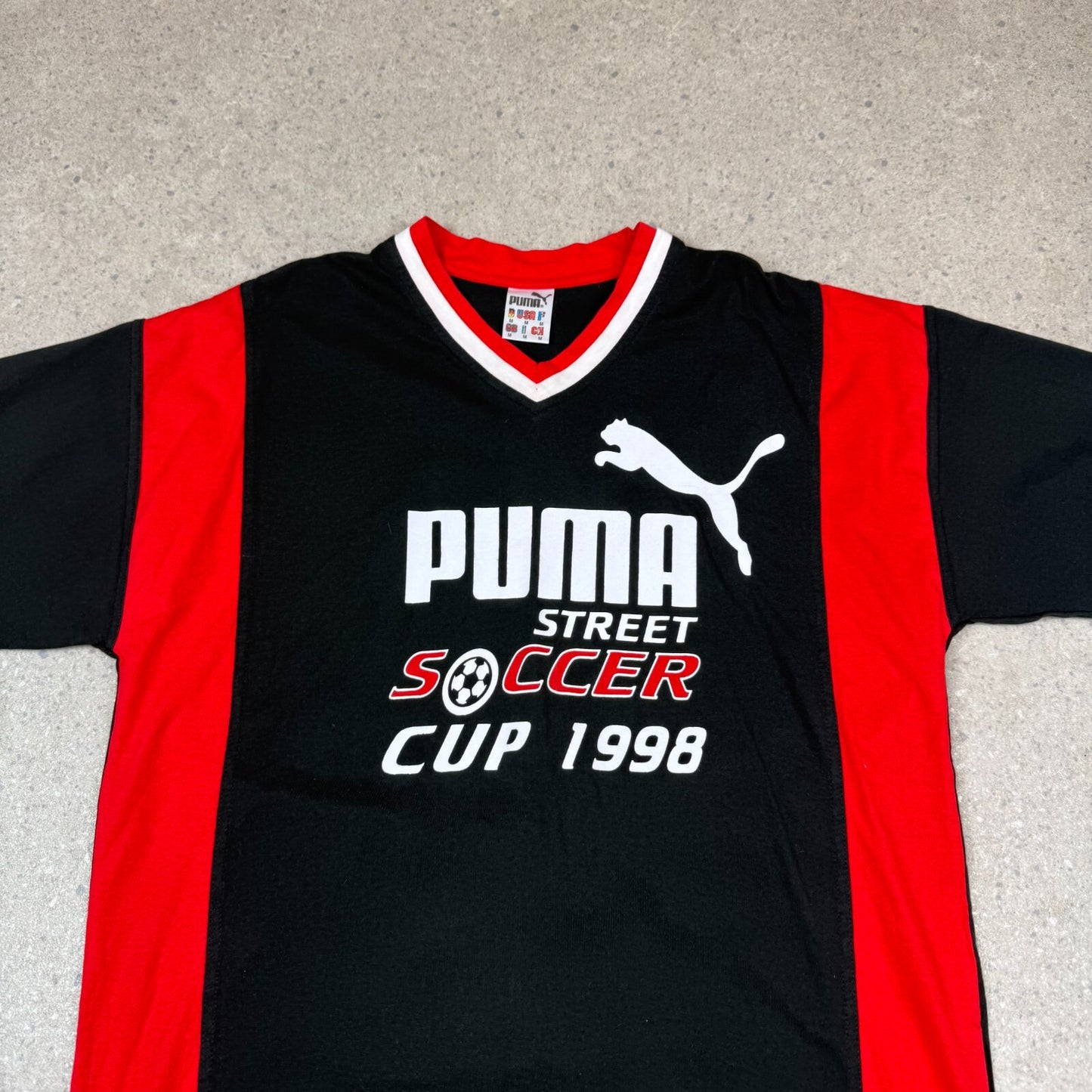 Puma Soccer Street T Shirt Large Black Red 1998 Vintage
