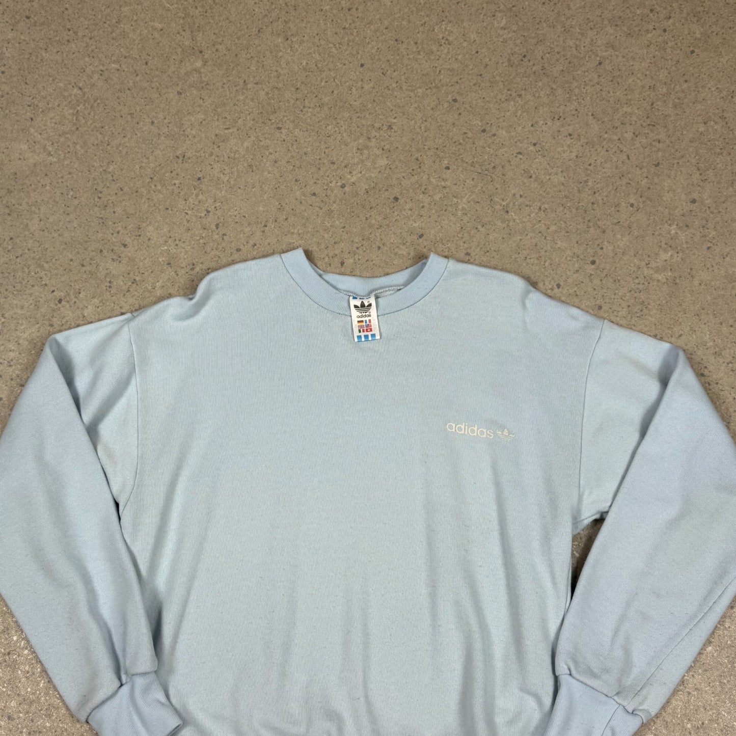 90s Adidas Sweatshirt Small Baby Blue Embroidered logo