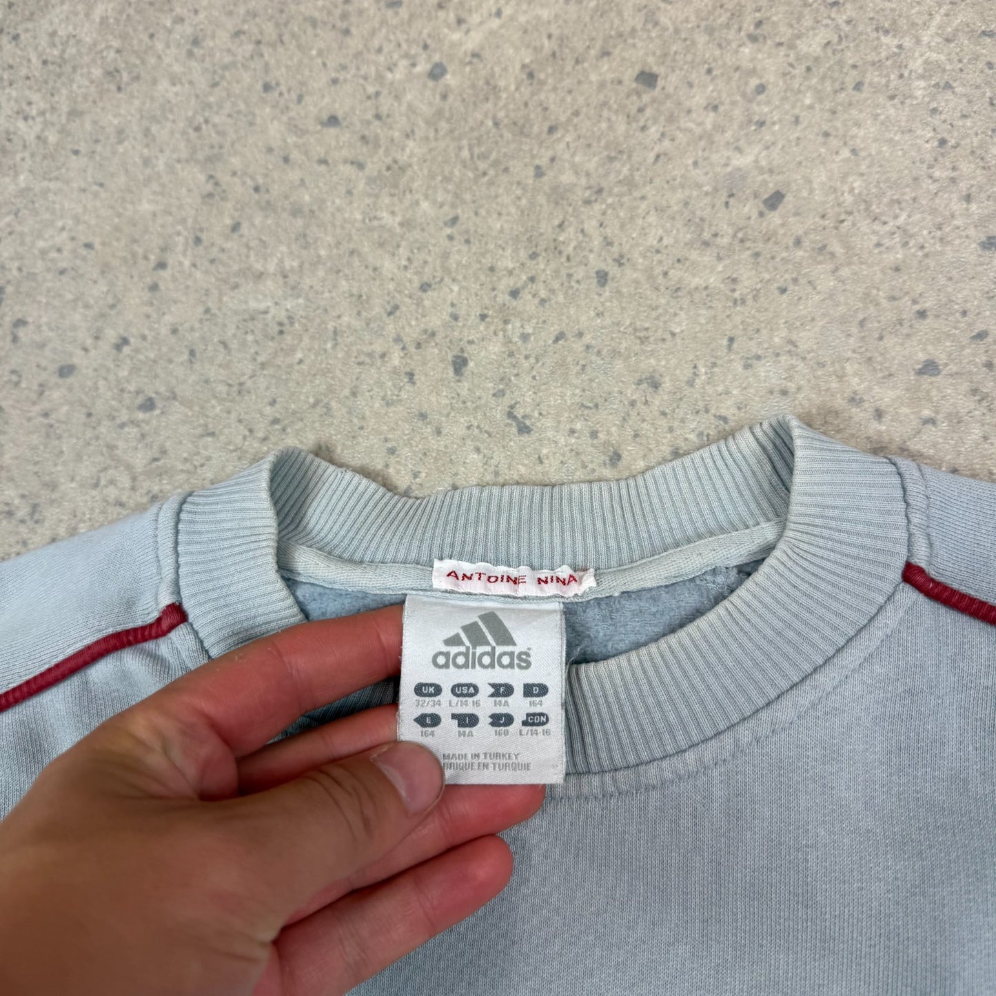 Adidas Sweatshirt Small Y2K Adidas Spellout Grey Colourway
