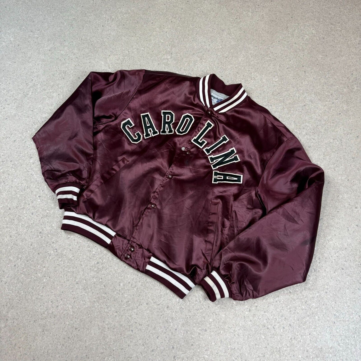 Carolina Satin Varsity Jacket XL Burgundy Swing Ster USA Vintage 90s Rare