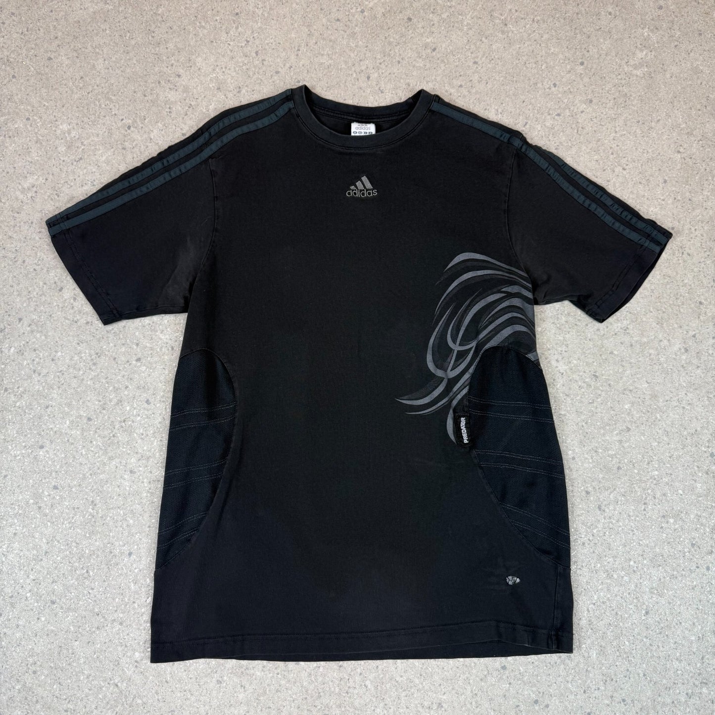 Adidas T Shirt Large Predator Football Black Colourway Y2K Embroidered Logo