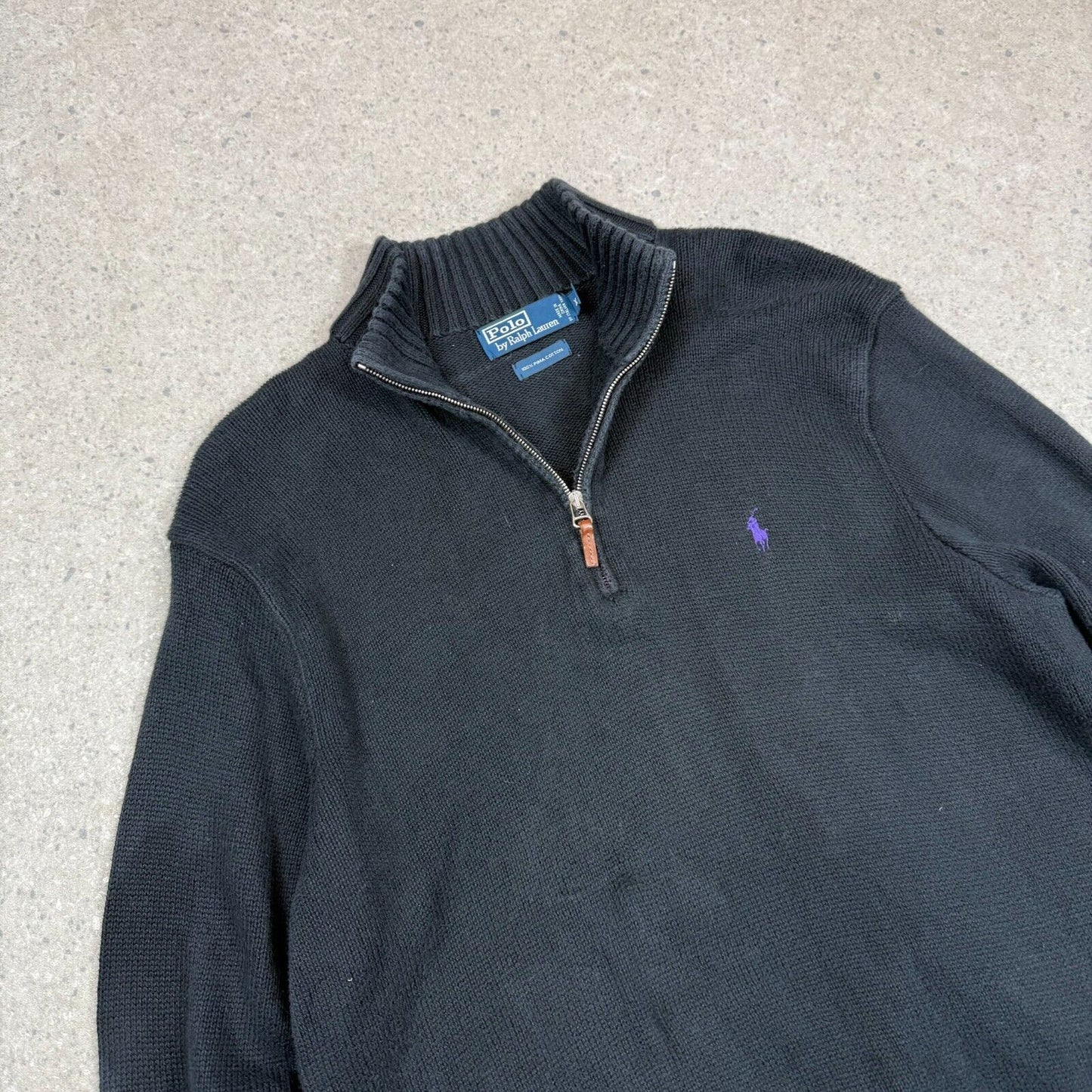 Polo Ralph Lauren 1/4 Zip XL Jumper Black Colourway Cotton
