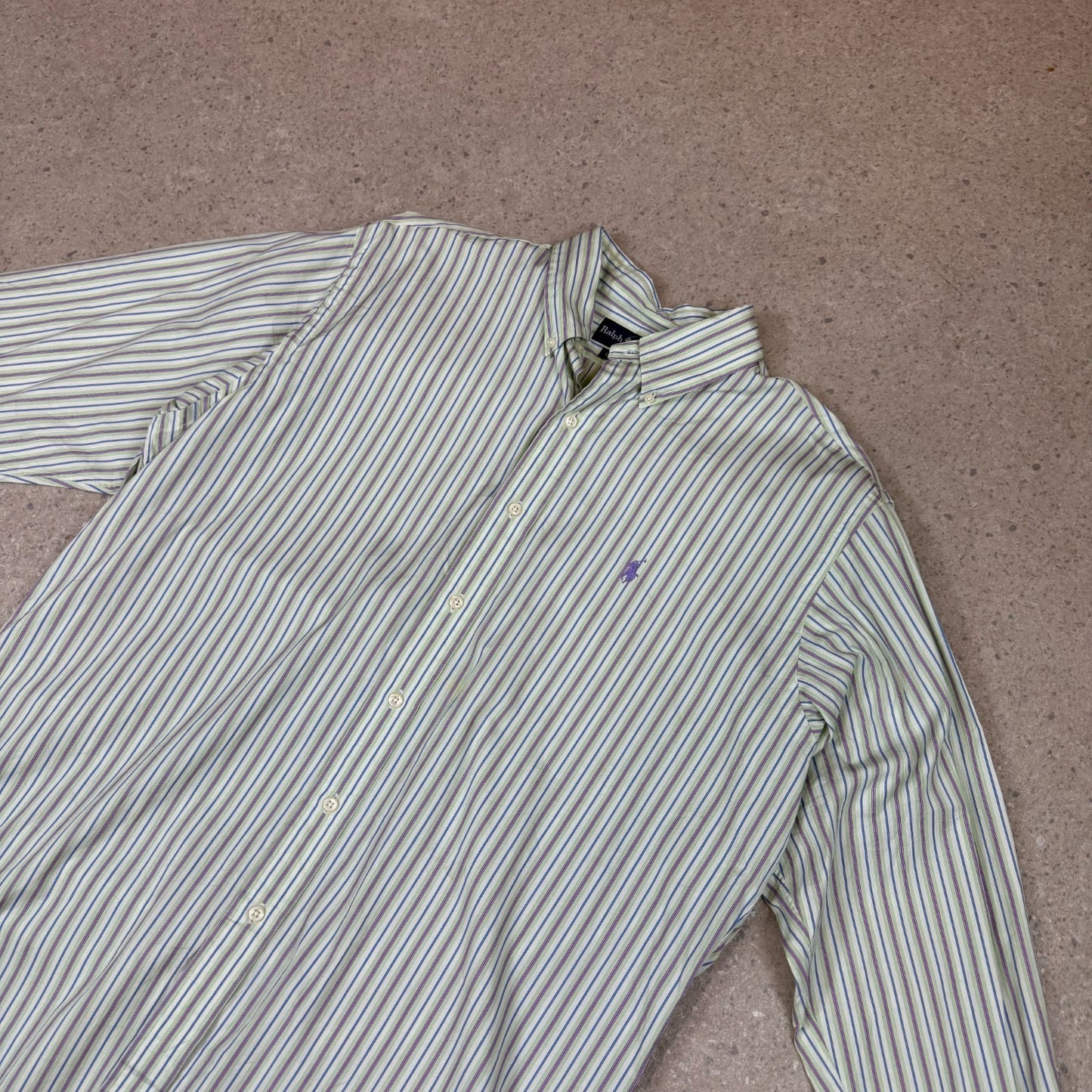 Ralph Lauren Striped Shirt Large Multicoloured Green Embroidered Logo