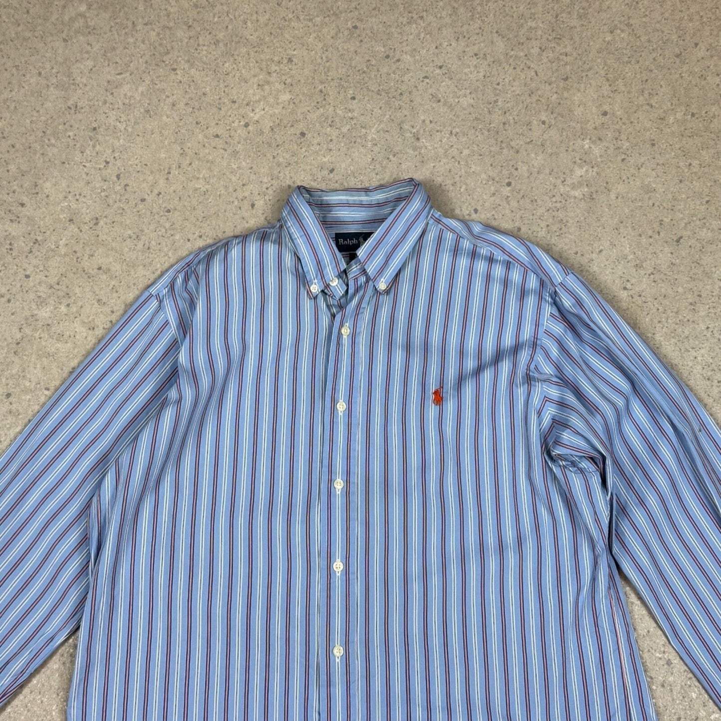 Ralph Lauren Shirt Striped Large Blue Colourway Embroidered Logo Button Down