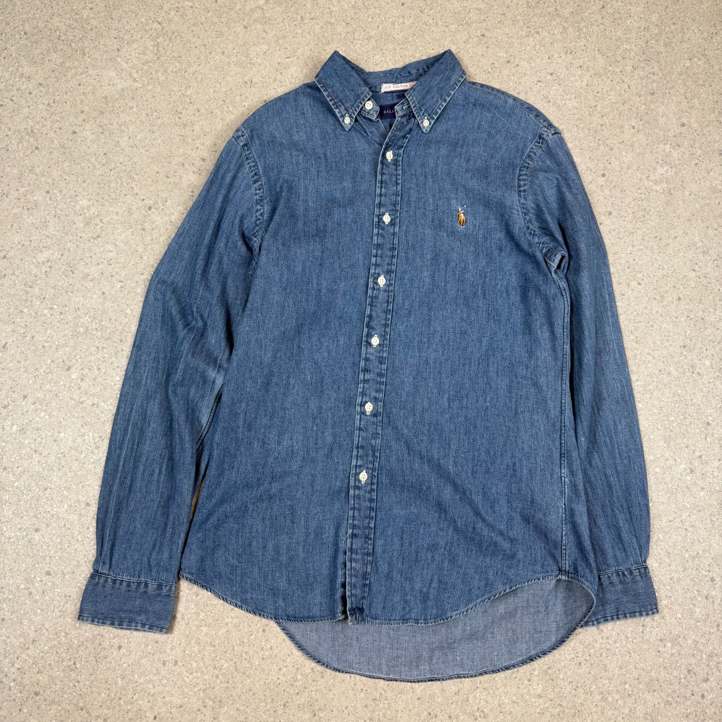 Ralph Lauren Denim Shirt Small Blue Embroidered Logo Button Down