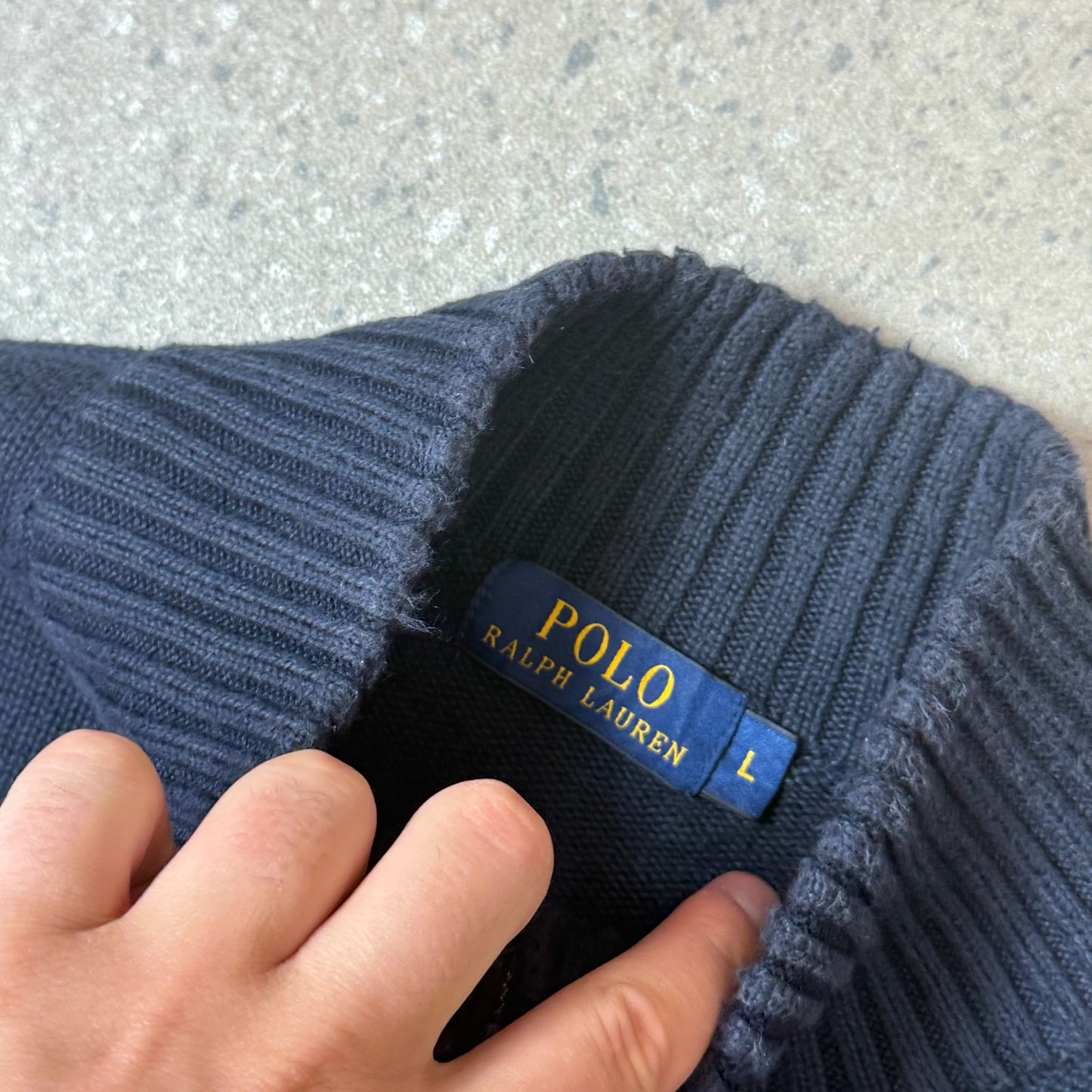 Ralph Lauren 1/4 Zip Jumper Large Navy Colourway Embroidered Logo
