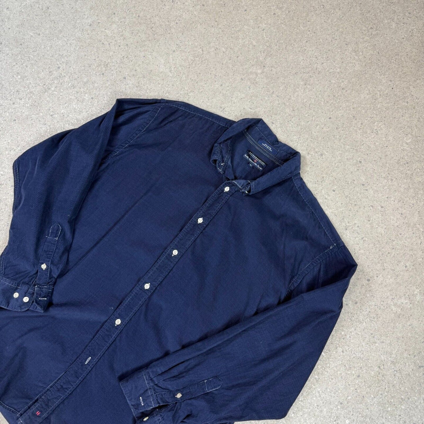Hathaway Sport Cord Shirt XL Navy Cotton Long Sleeve