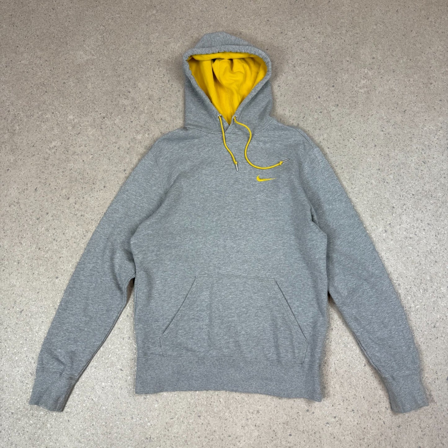 Nike Small Swoosh Hoodie Large Grey Embroidered Logo Y2K Hooded