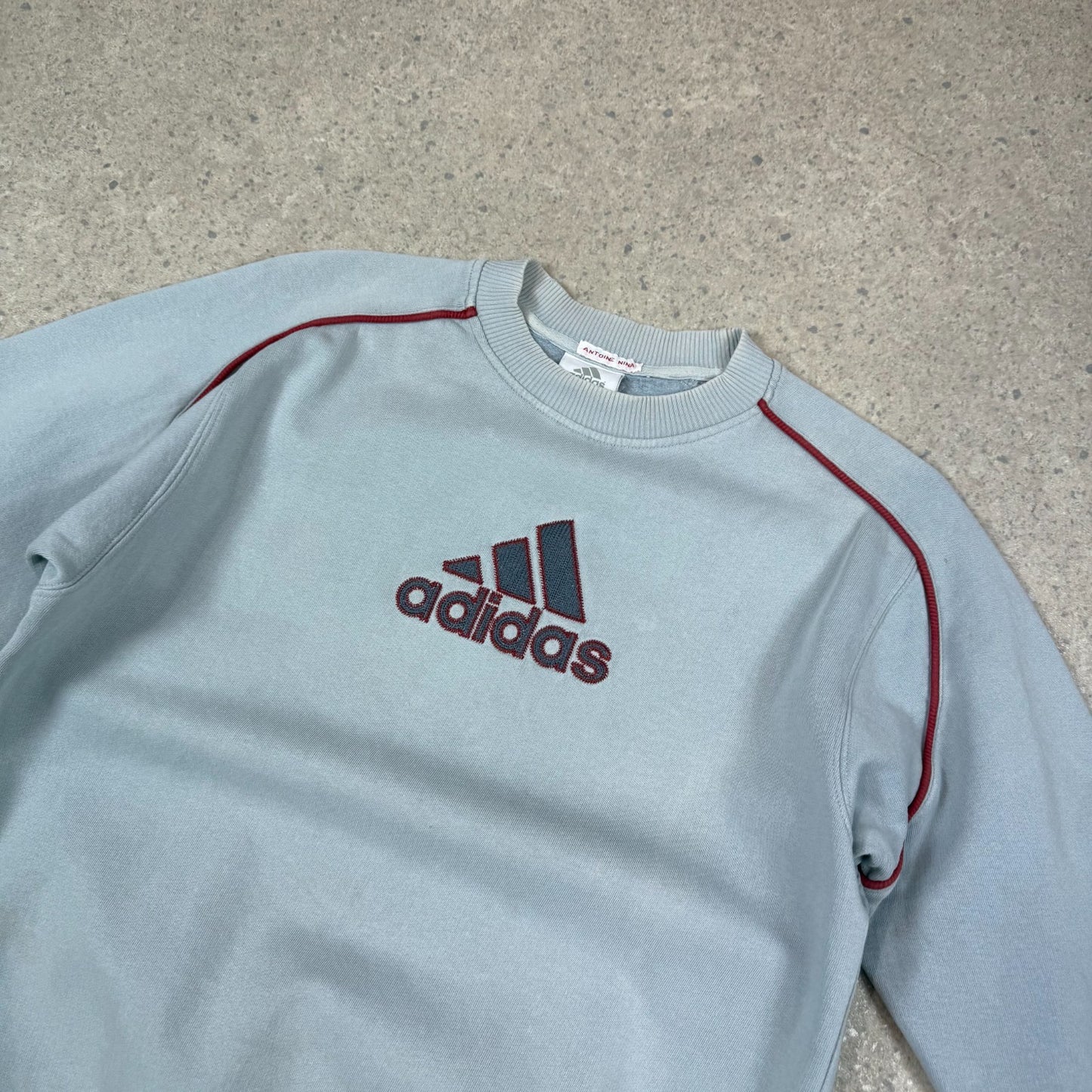 Adidas Sweatshirt Small Y2K Adidas Spellout Grey Colourway