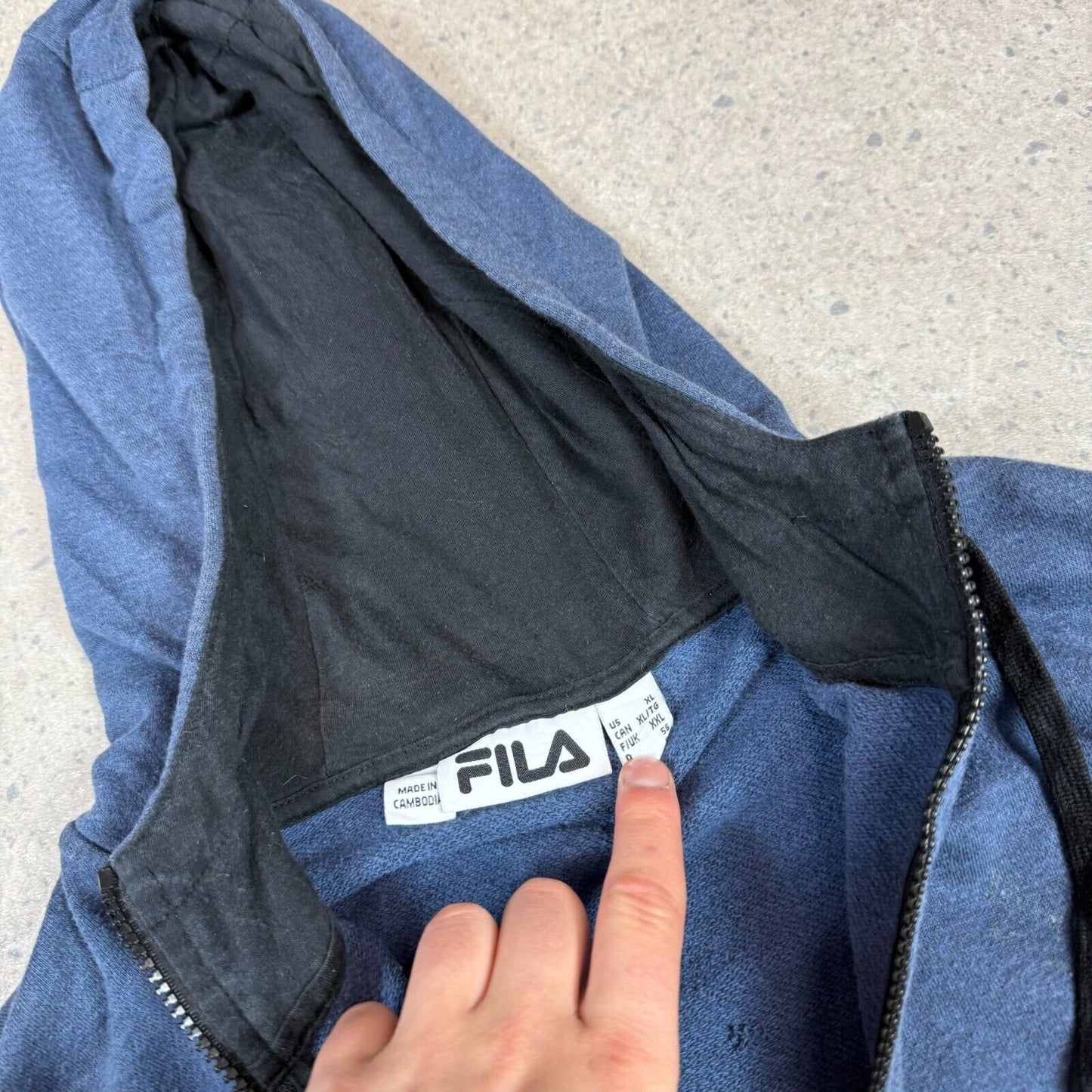 Fila 1/4 Zip Hoodie Large Blue Colourway